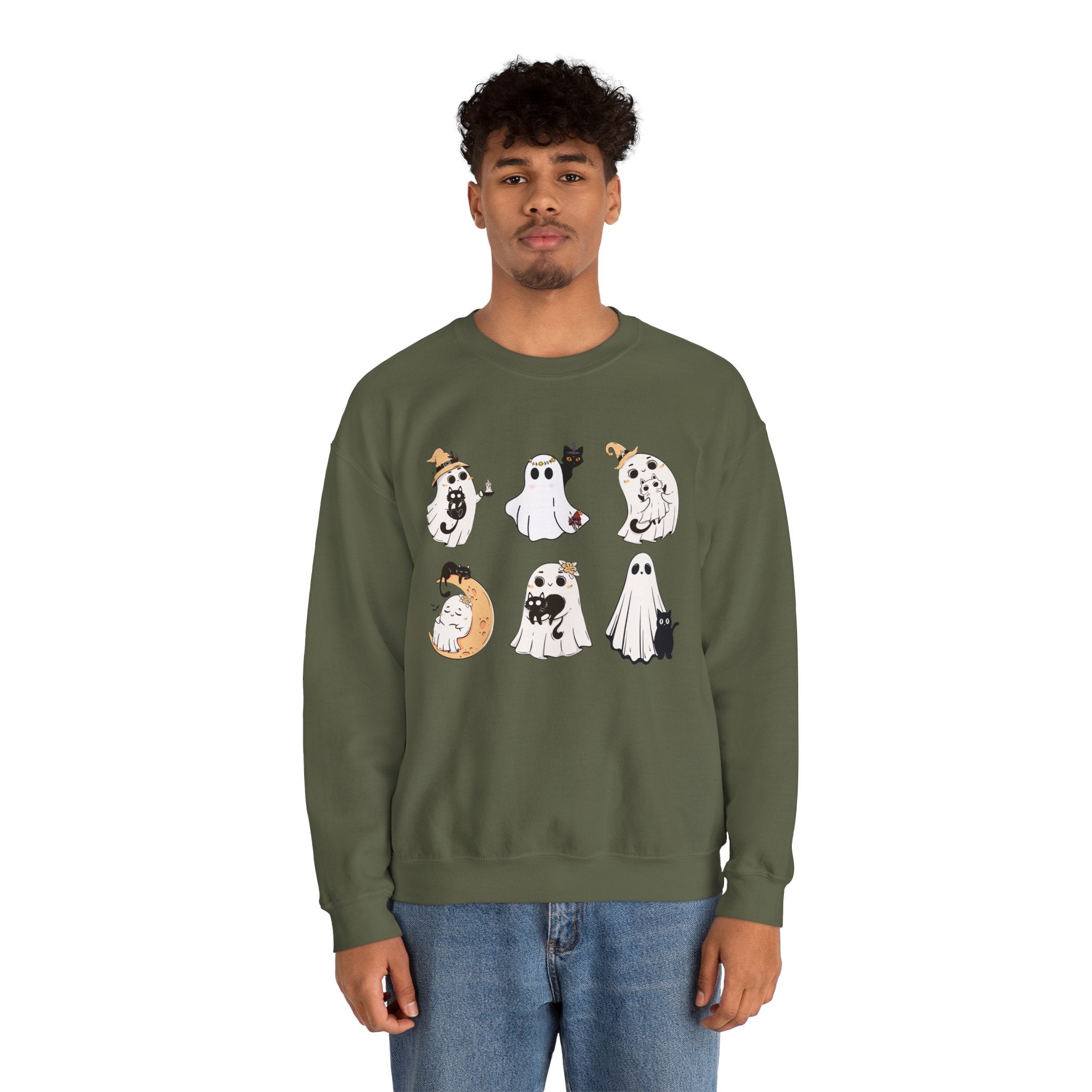 Ghost Cat Sweatshirt, Cat Halloween Shirt, Cat Ghost T-Shirt, Cat Lover Tshirt, Spooky Season Shirt, Halloween Sweater,Trendy Halloween Gift