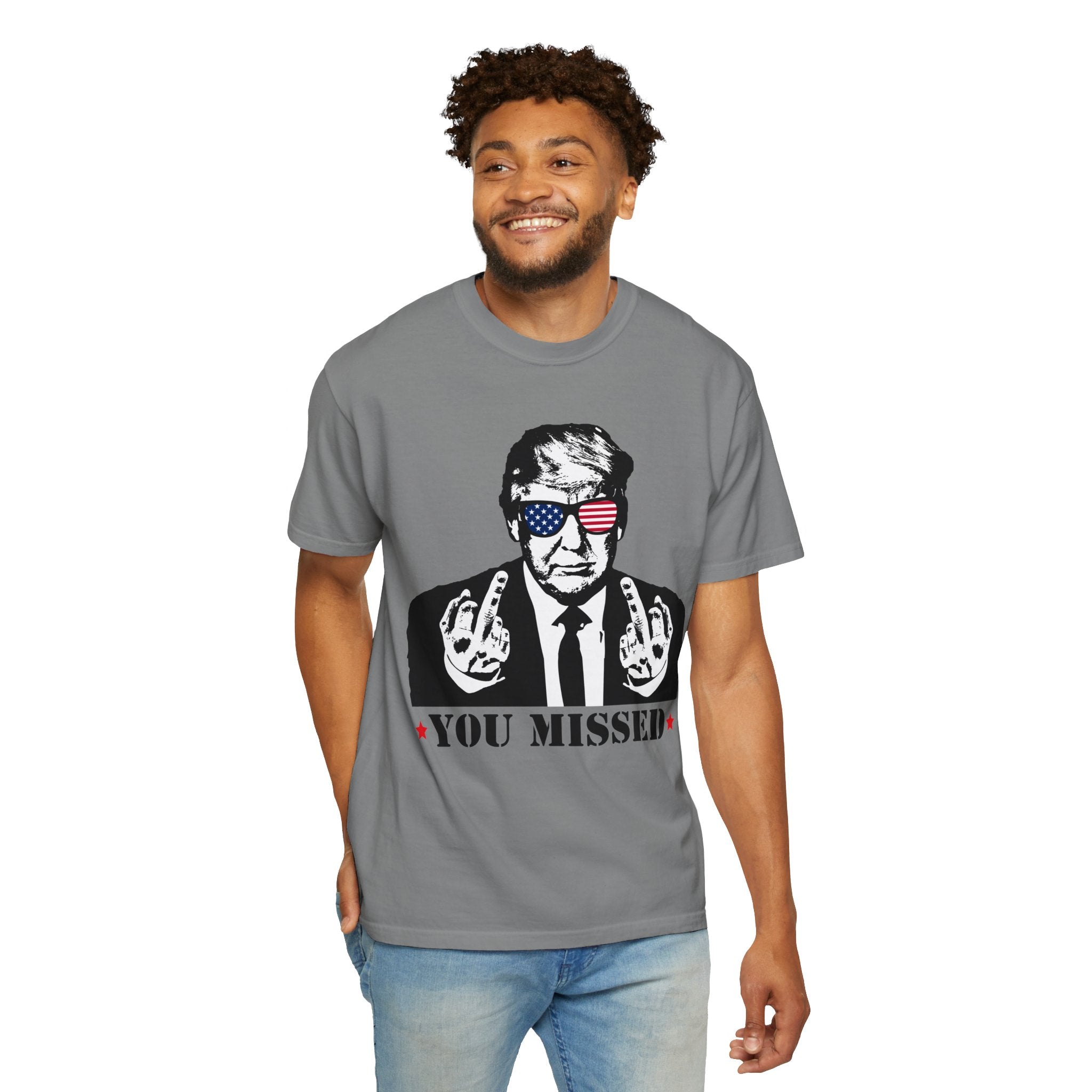 Trump Shirt, You Missed Trump Shirt, Assassination Attempt Trump T-Shirt, Middle Fingers Trump Tee, Presidential Election, Stand With Trump