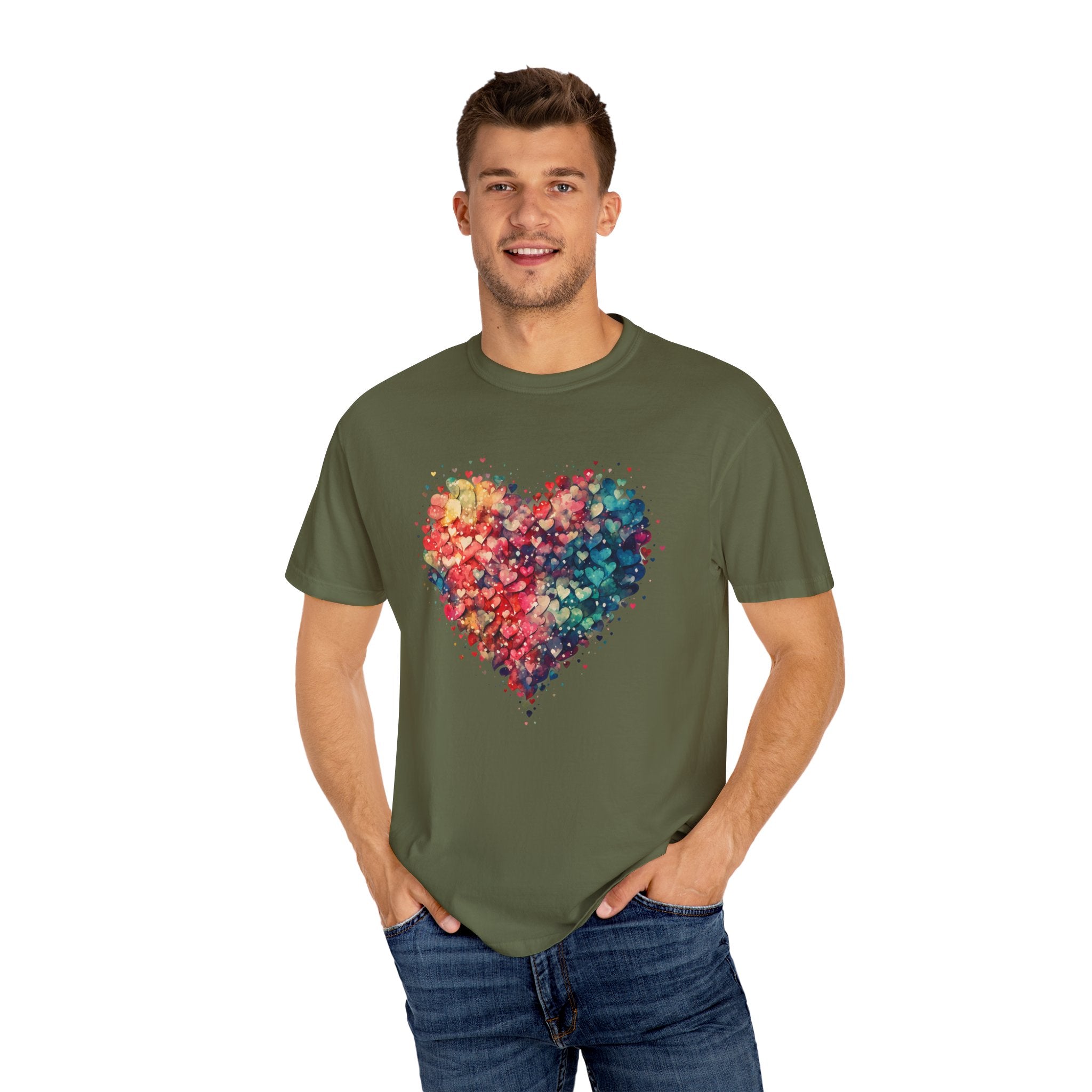 Valentines Watercolor Hearts Shirt, Comfort Color Valentines Day Shirt, Womens Valentines Day Gift, Cute Heart Valentines Love Shirt