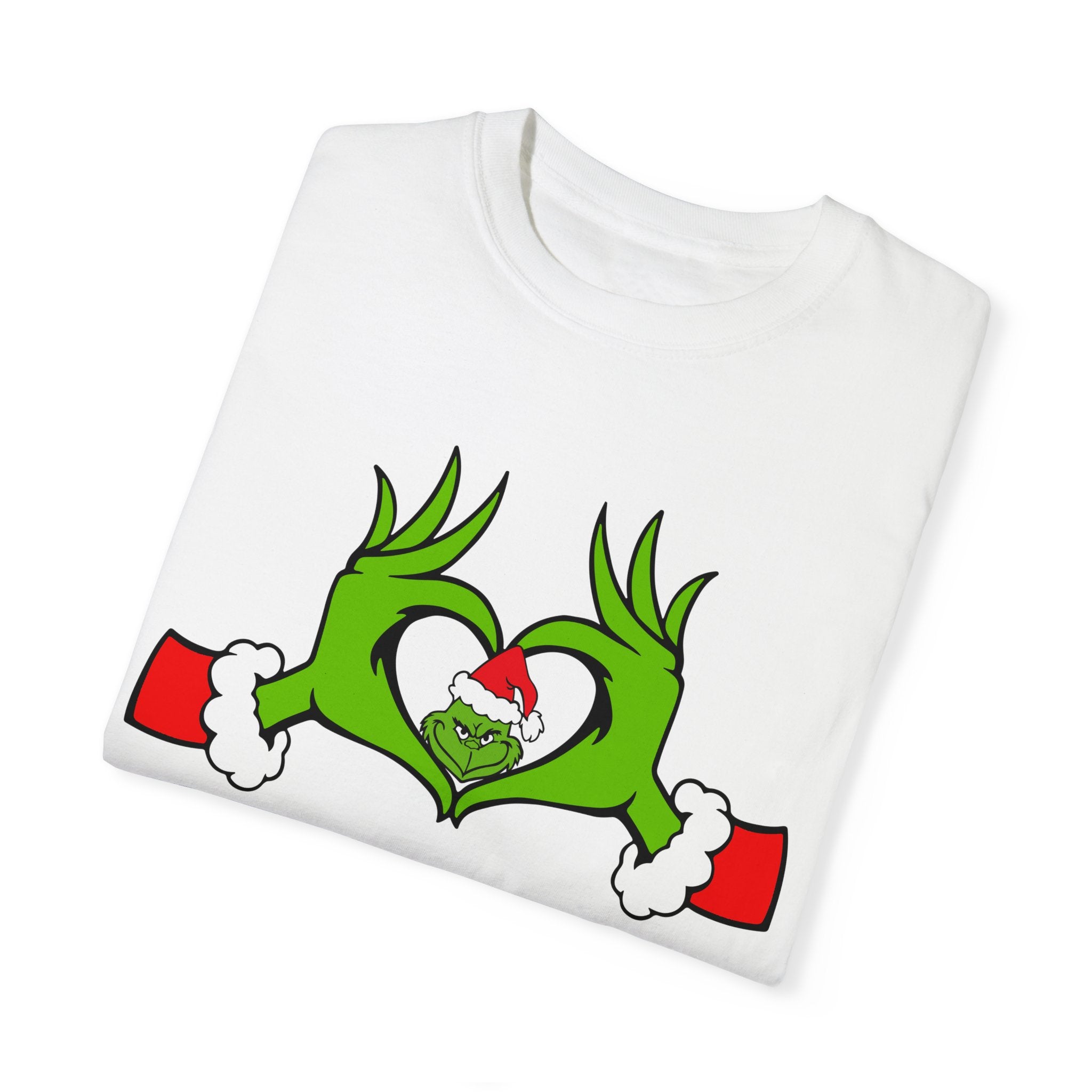 Grinch Heart Hands Graphic Tees, Grinch T-Shirt, Christmas Shirt, Xmas Clothing, Holiday T Shirts, Christmas Gifts, Christmas Party Shirt, Grinchmas T-shirt