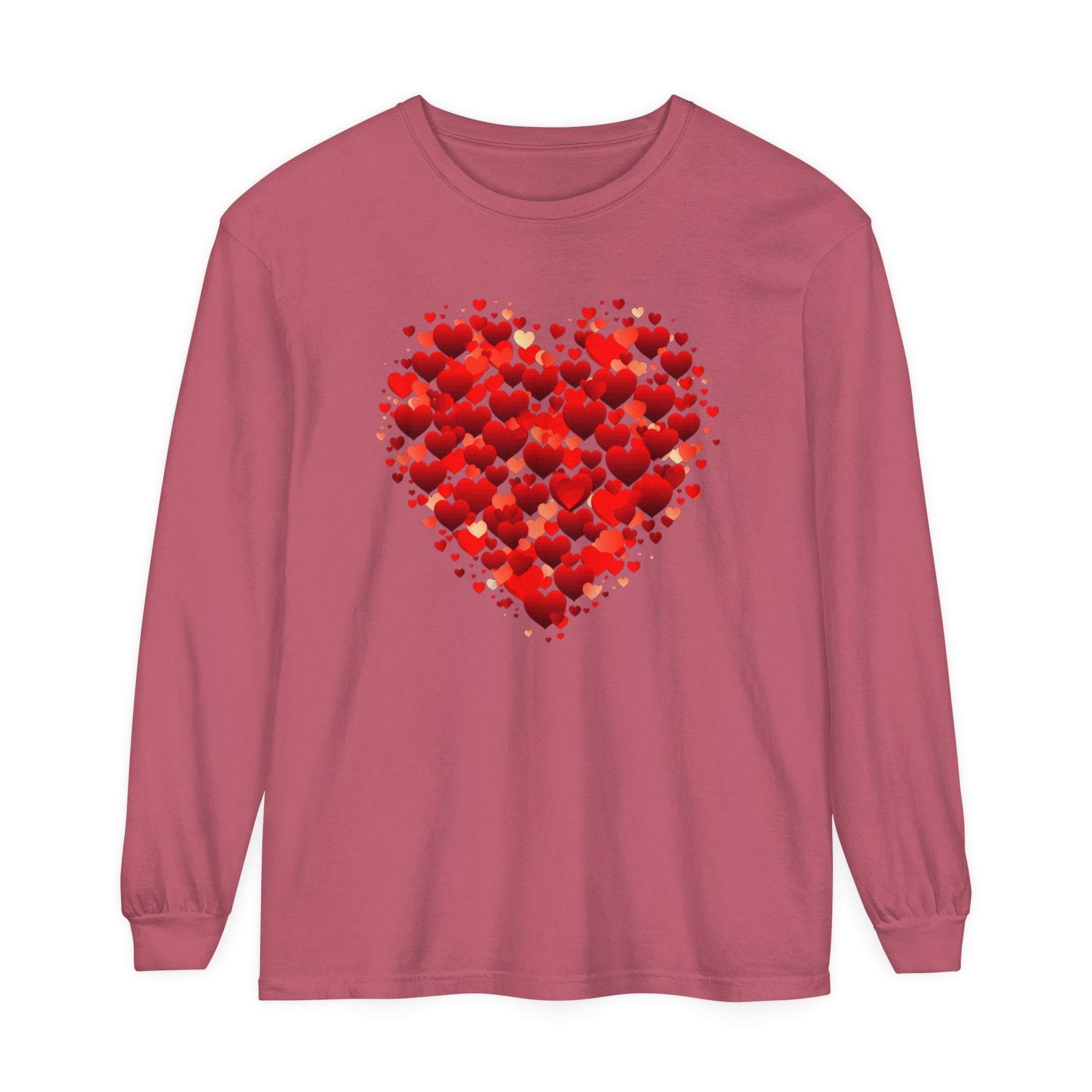 Valentines Day Red Heart Long Sleeve T-Shirt, Anniversary Love Long Sleeve Shirt, Double Heart Sweatshirt, Birthday Red Heart Shirt, Mothers Day Tee