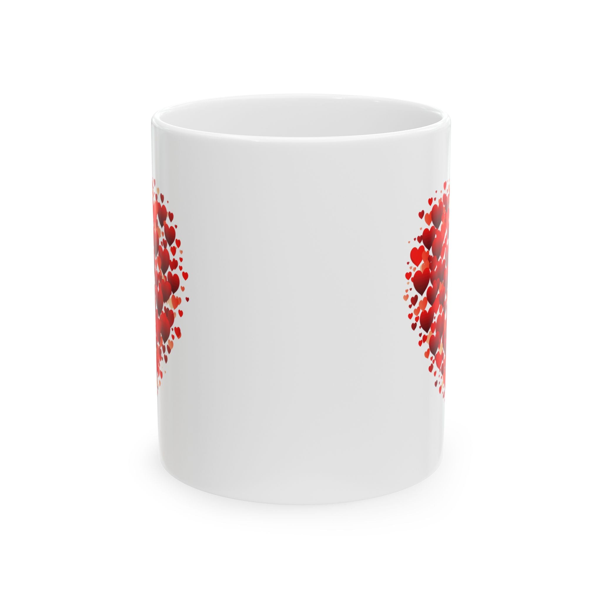Valentines Day Double Red heart Mug, V-Day Heart Mug, Valentine's Day Mug, Heart Coffee Mug