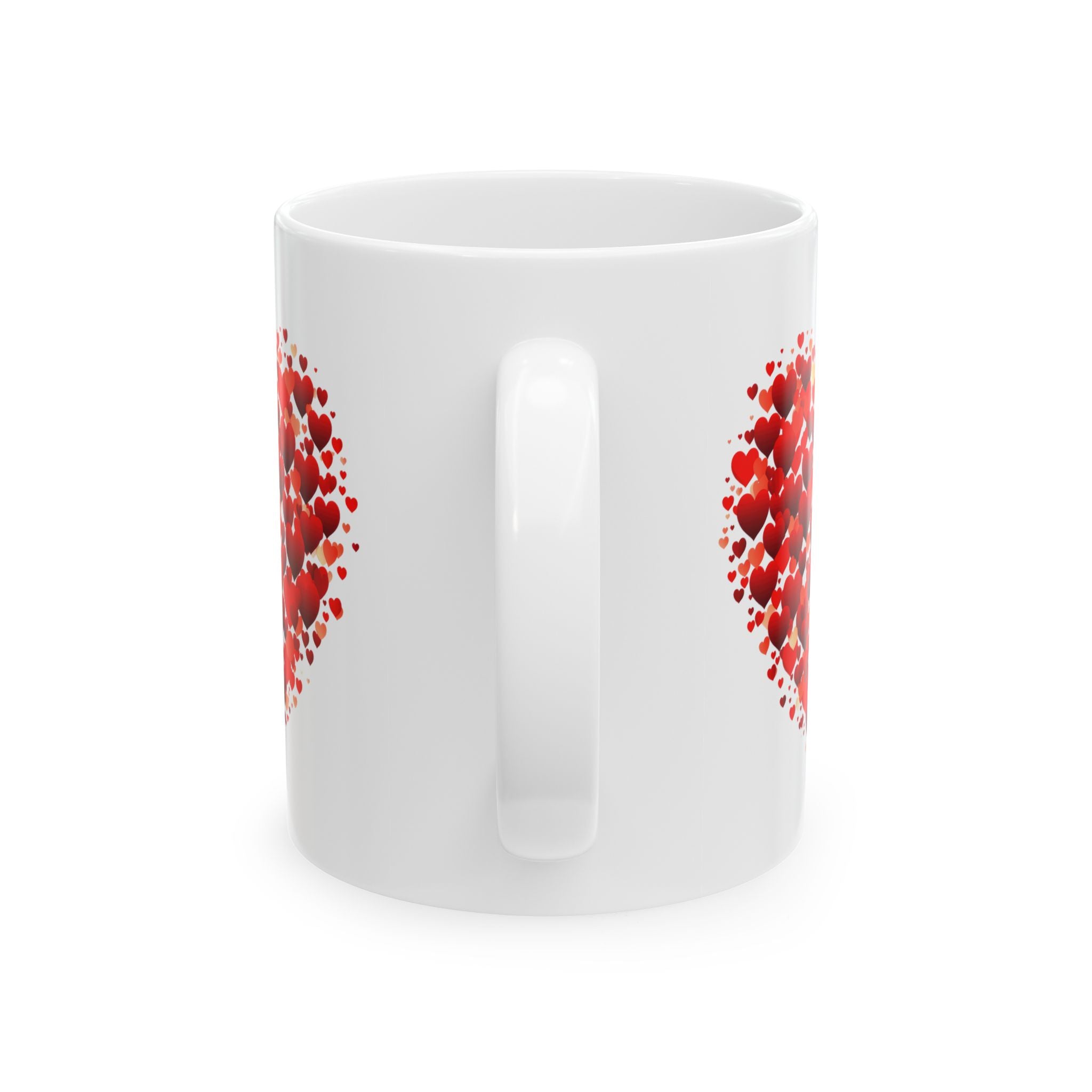 Valentines Day Double Red heart Mug, V-Day Heart Mug, Valentine's Day Mug, Heart Coffee Mug