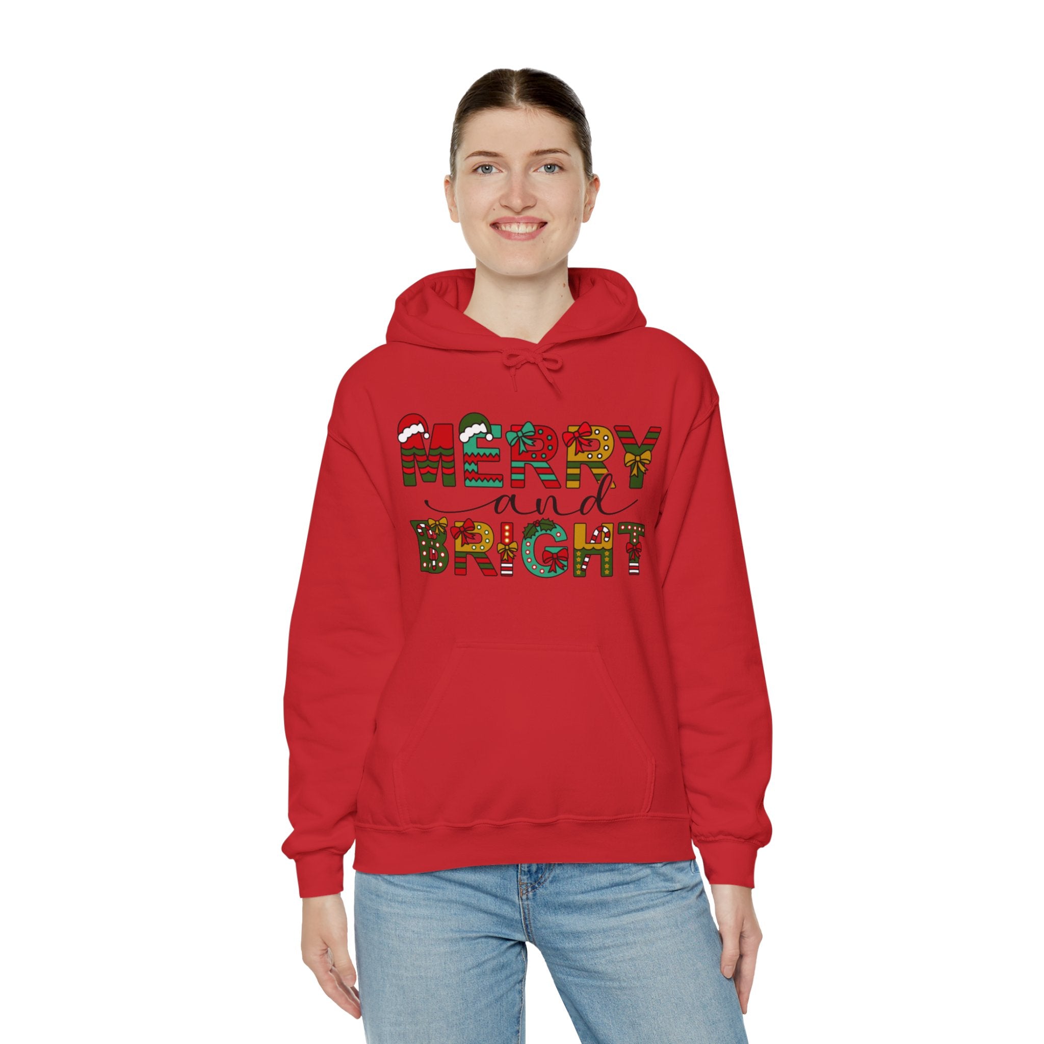 Merry And Bright Hoodie, Christmas Hoodie, Christmas Women Hoodie, Christmas Family Hoodie, Christmas Shirt, Christmas Matching Hoodie