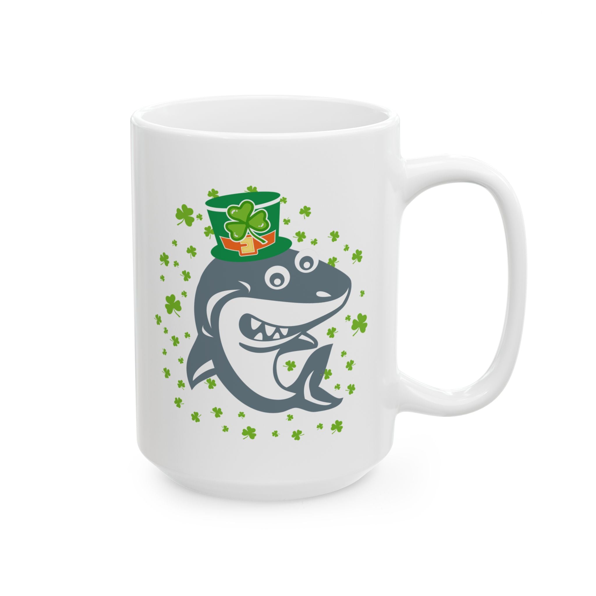 Shamrock Shark Funny St Patrick's Day Coffee Mug, Irish Shark Coffee Mug, St Paddy's Funny Mug For Her, Birthday Present For Him