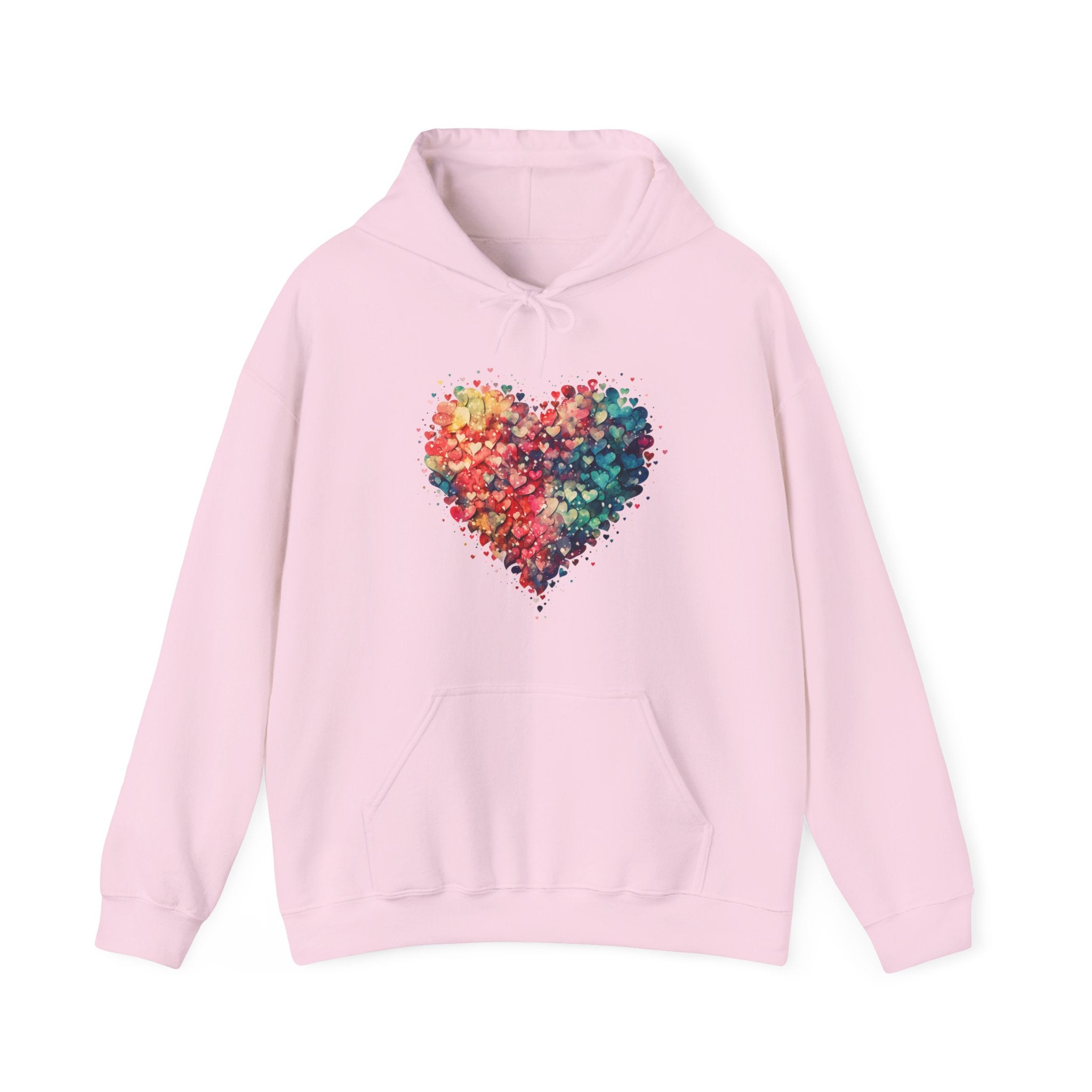 Watercolor Heart Hoodie, Valentine Heart Hooded Sweater, Cute Pocket Hoodie, Colorful Heart Sweatshirt, Minimalist Hoodie, Love Sweatshirt