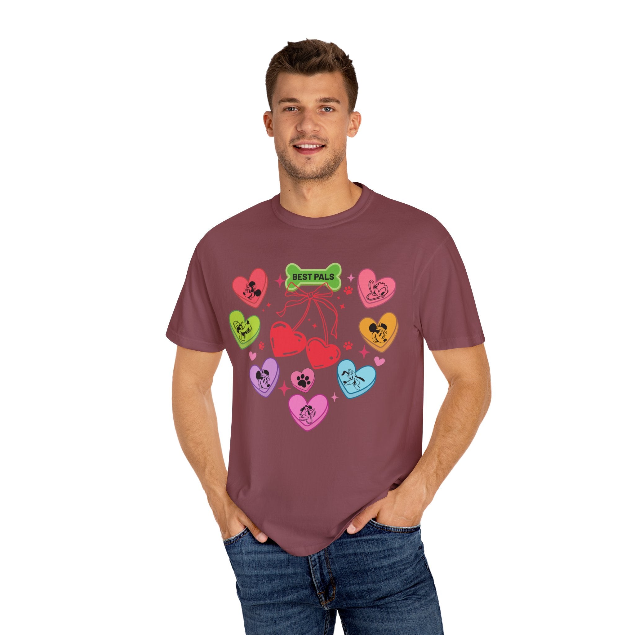 Disney Mickey And Friends Valentine Candy Hearts Shirt, Valentine Disney Characters T-Shirt, Disney Mickey Friends Couple Shirt, Disney Valentine Matching Tee