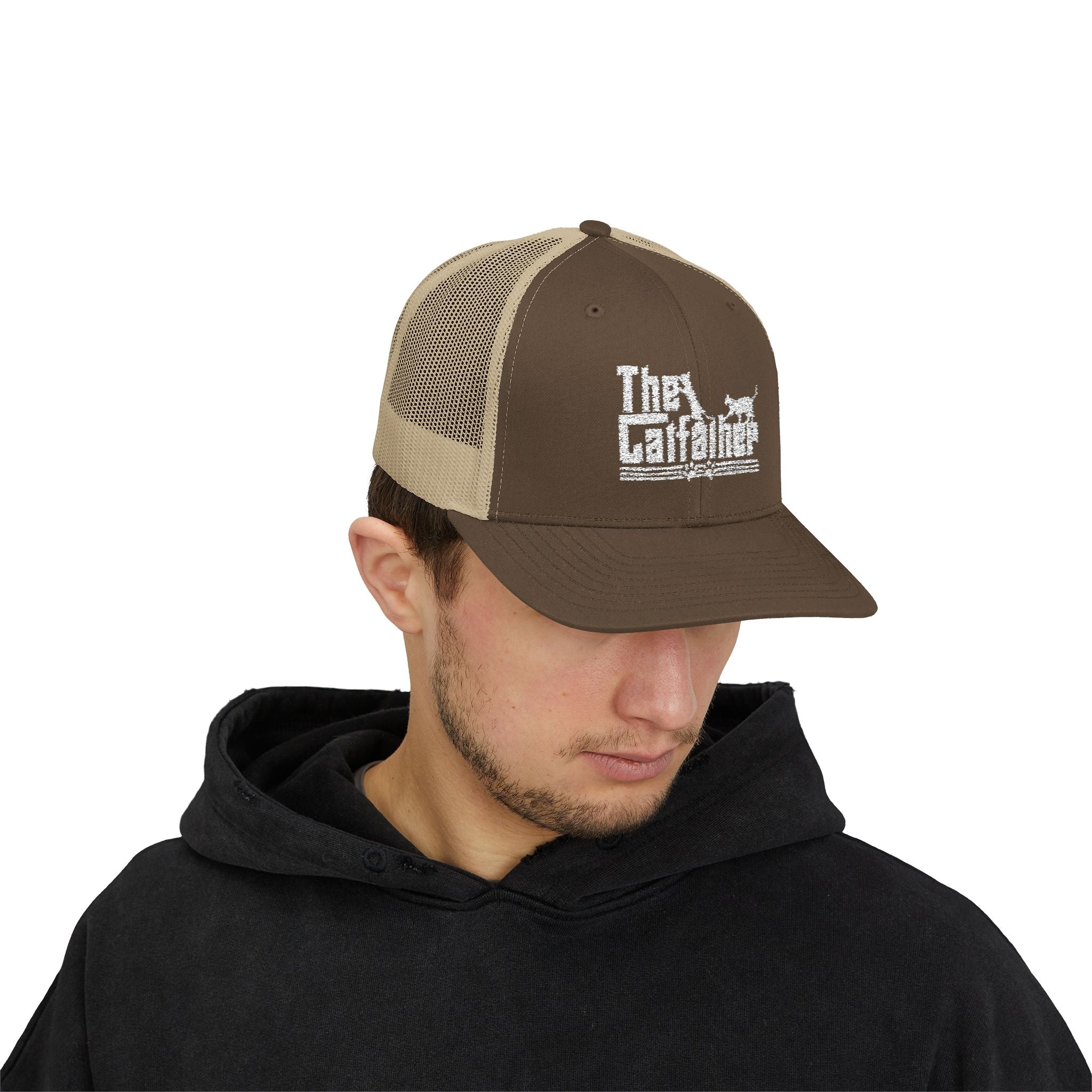 The Catfather Trucker Hat, Embroidered Cap, Cat Lover Gift for Dad, Fathers Day Gift, Cat Owner Gift for Husband, Cat Dad Hat, Trucker Cat Hat