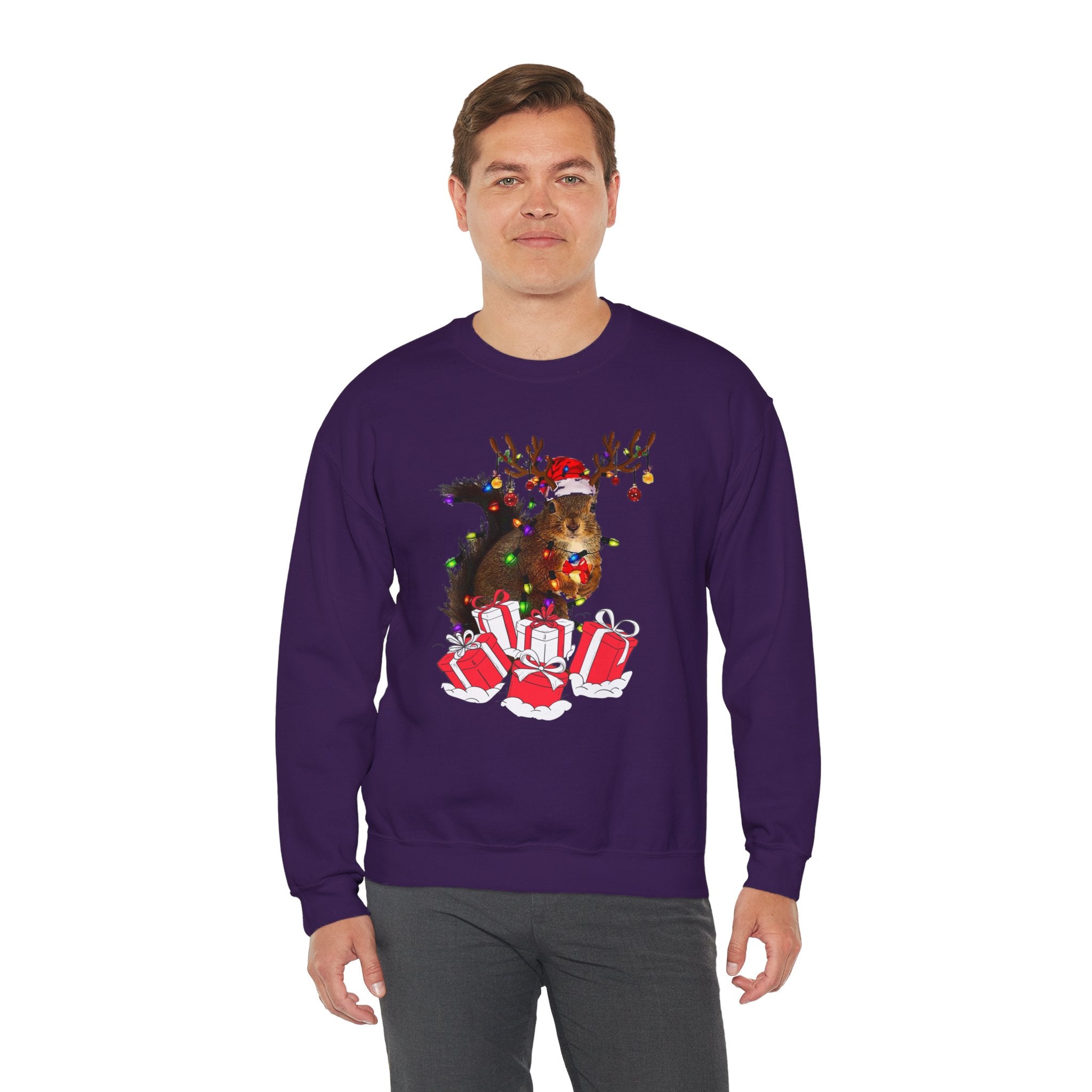 Christmas Squirrel Lights Sweatshirt, Christmas Sweatshirt, Funny Christmas Sweat, Christmas Gift Sweater, Holiday Crewneck