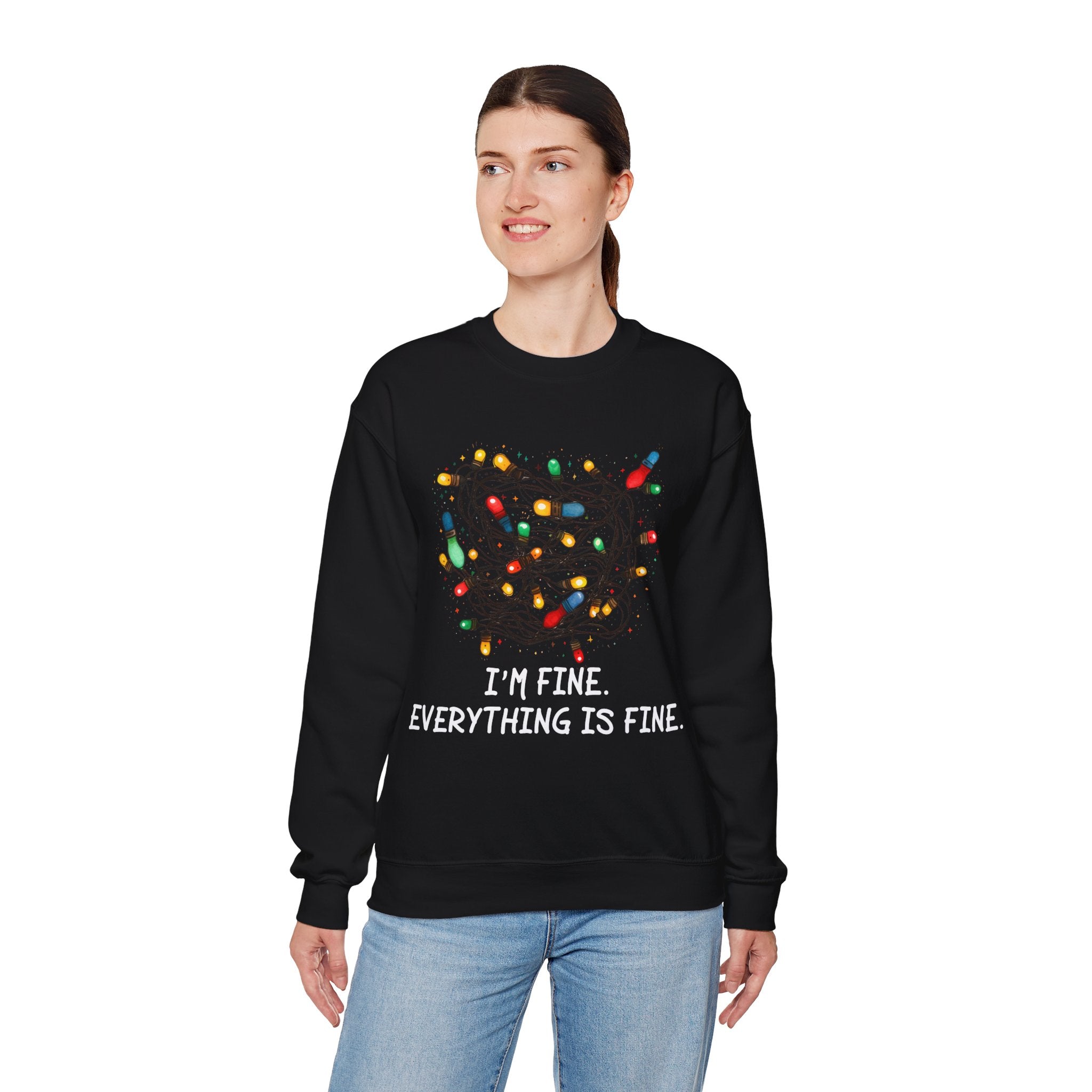 I'm Fine Everything Is Fine Sweatshirt, Christmas Sweatshirt, Sweatshirts Women, Christmas Sweatshirt Women, Christmas Lights Sweatshirt