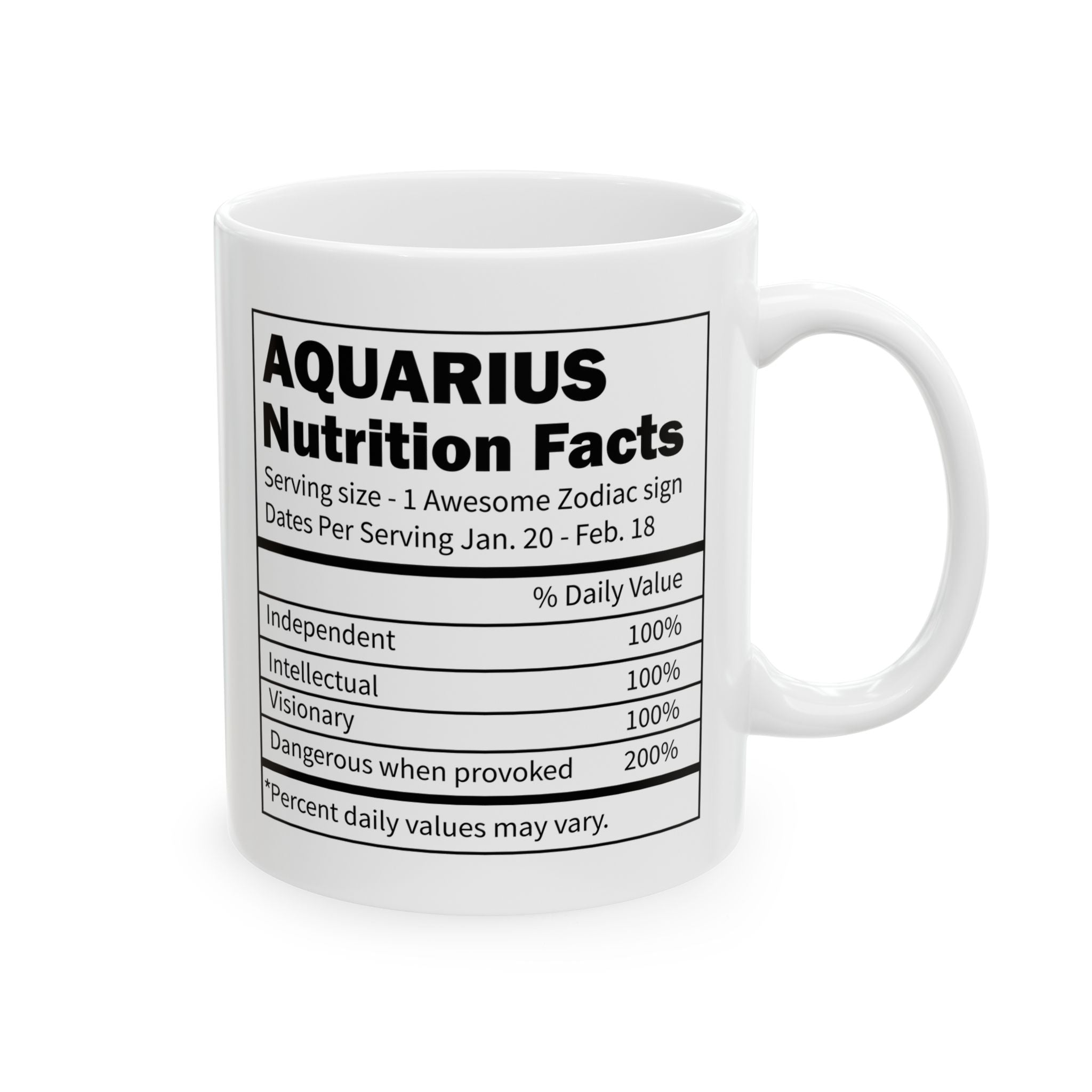 Aquarius Zodiac Mug, Aquarius Mug, Aquarius Birthday Gift, Aquarius Nutrition Facts, Horoscope Mugs, Astrology Gift