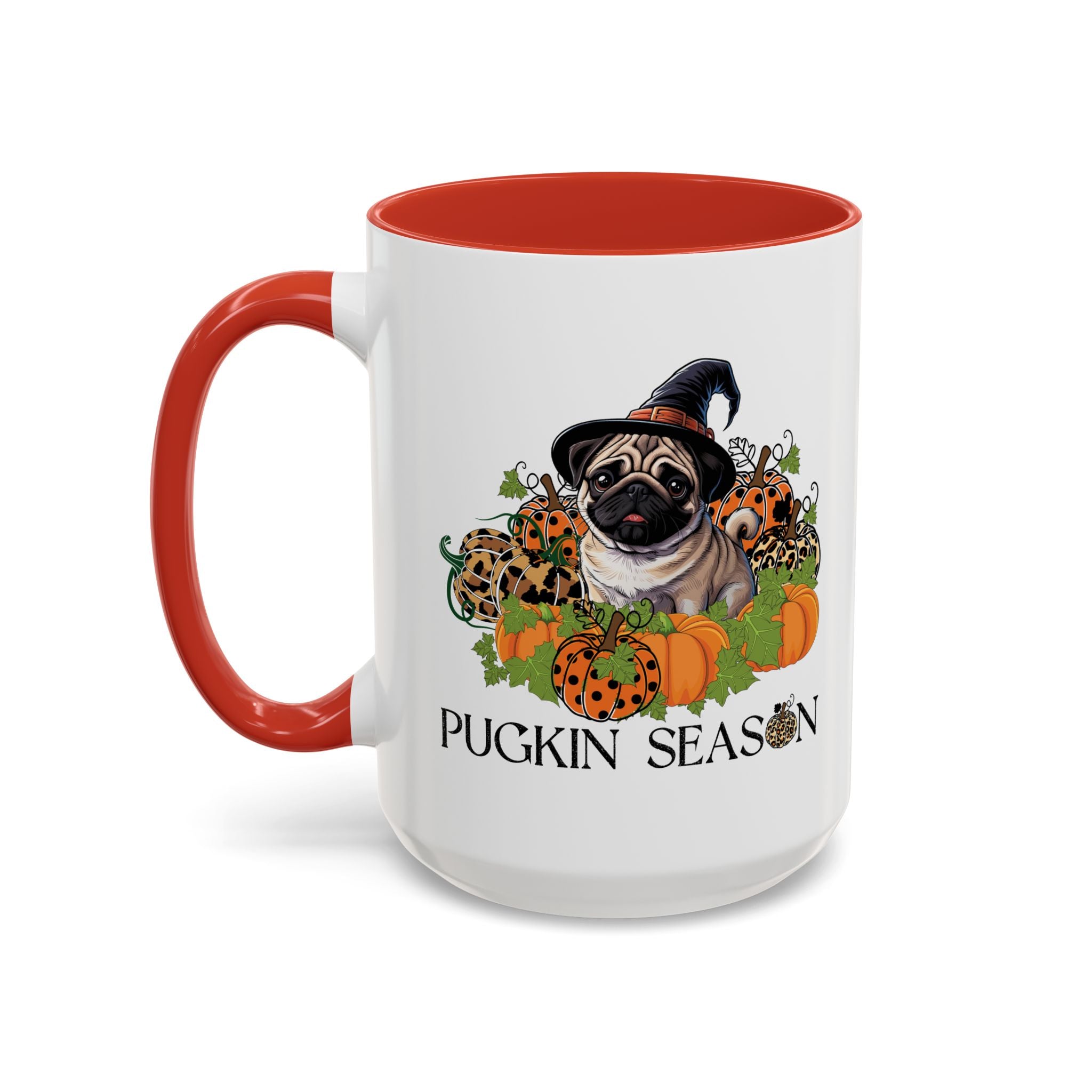 Pugkin Season Cup, Fall Pug Coffee Mug, Leopard Print Pumpkin Gift, Cute Autumn Dog Lover Graphic, Halloween Party Gifts