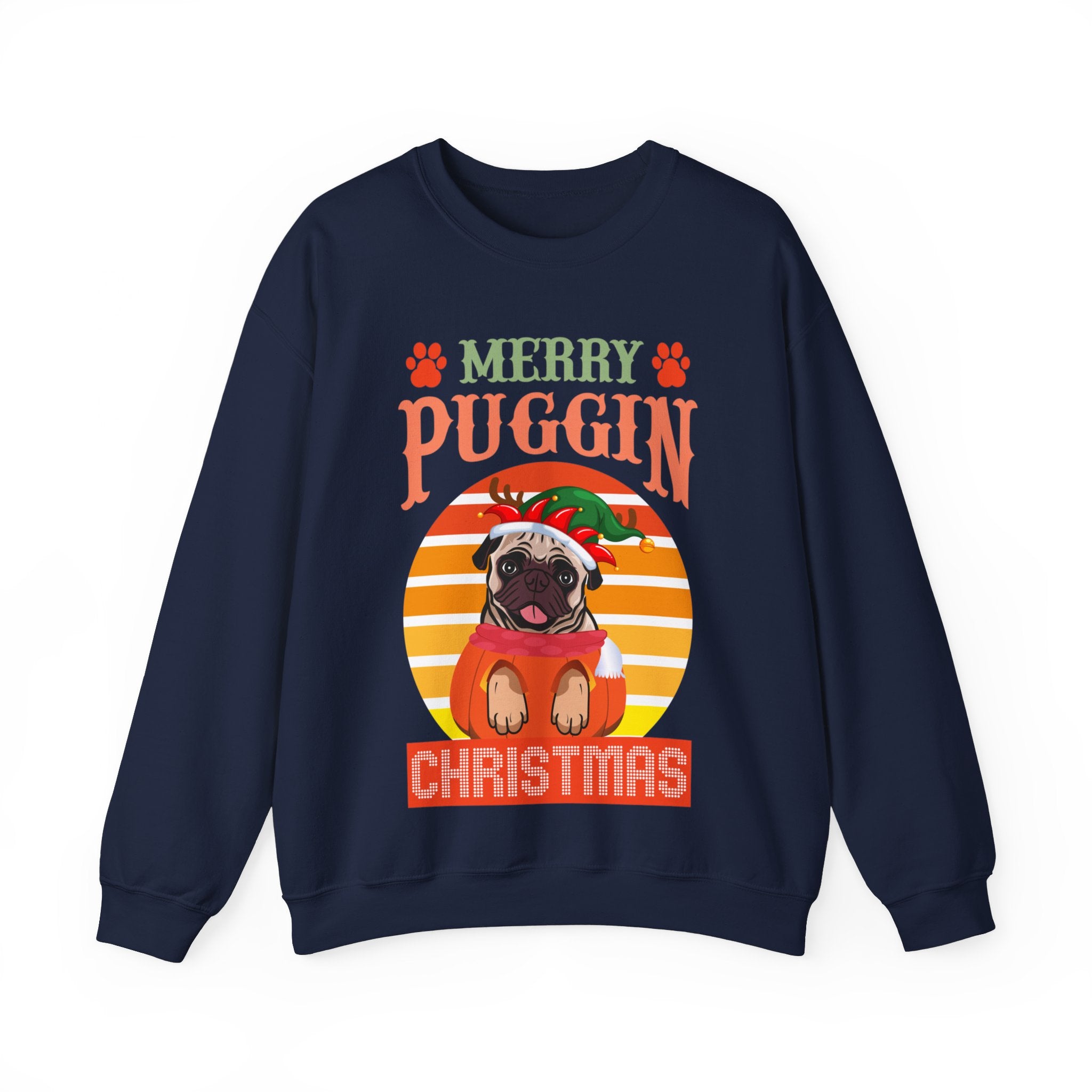 Pug Christmas Sweatshirt, Dog Lover Gift, Holiday Sweaters, Christmas Pugs Shirt, Pug In Santa Hat, Dog Mom Shirt, Santa Pug Shirt