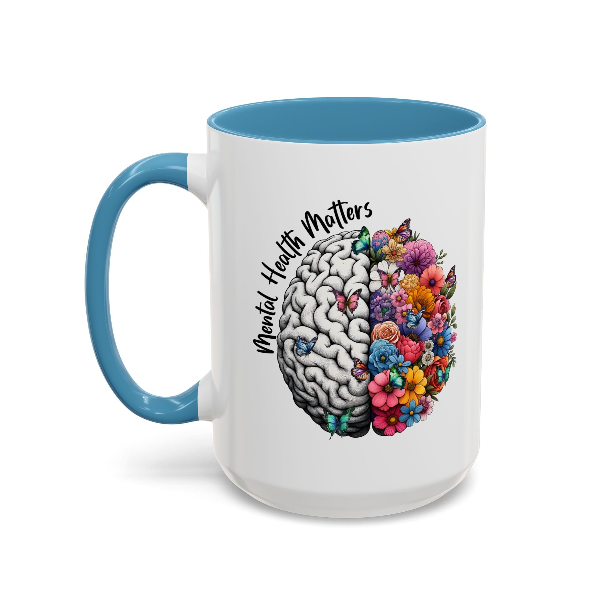 Mental Health Matters, Mental Health Coffee Mug, School Psychologist Mug, Inspirational Gift, Mental Health Awareness Mug, Floral Brain Mug