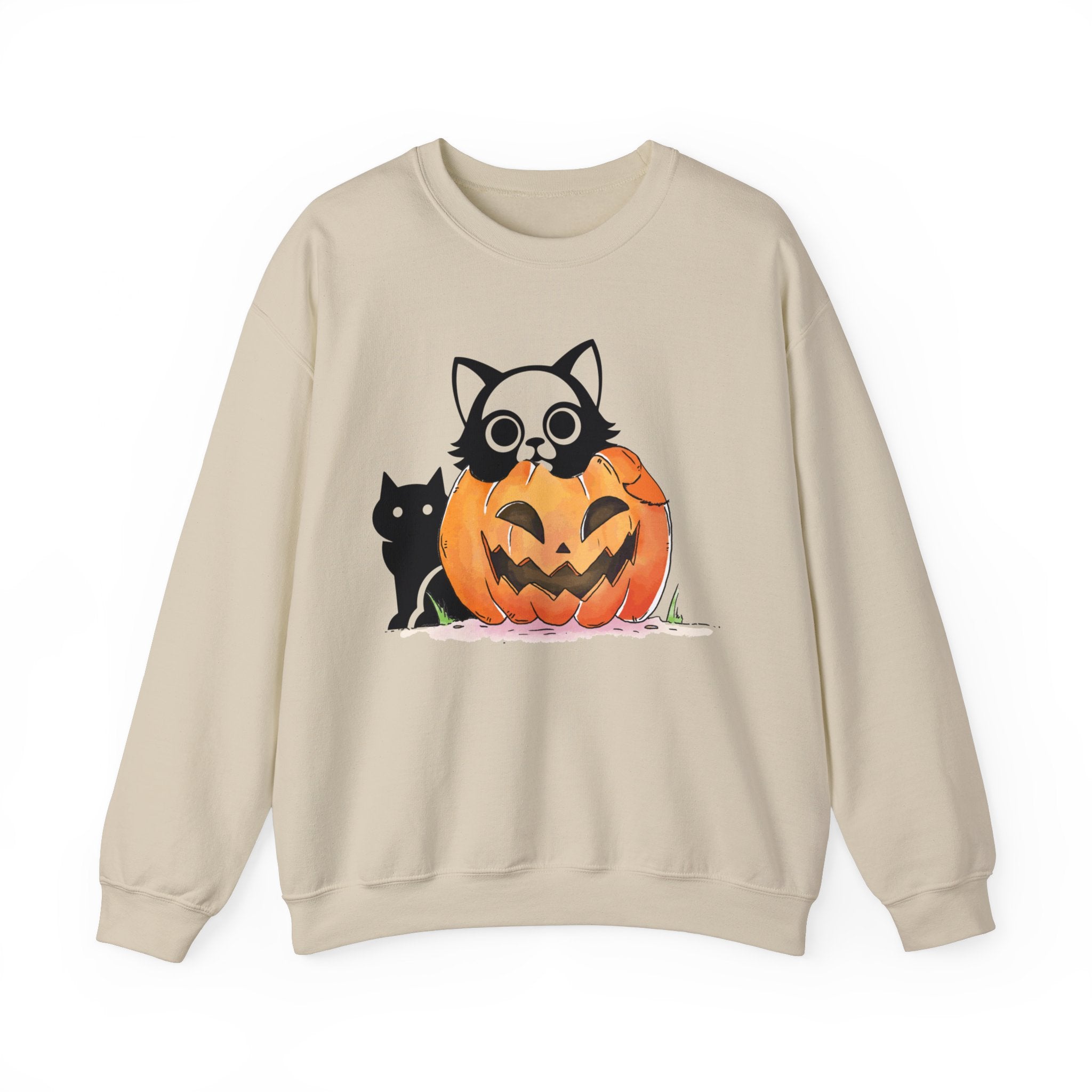 Black Cat Pumpkin Sweatshirt, Halloween Sweatshirt, Pumpkin shirt, Fall Sweatshirt for Women, Halloween Crewneck, Spooky Season, Bat top