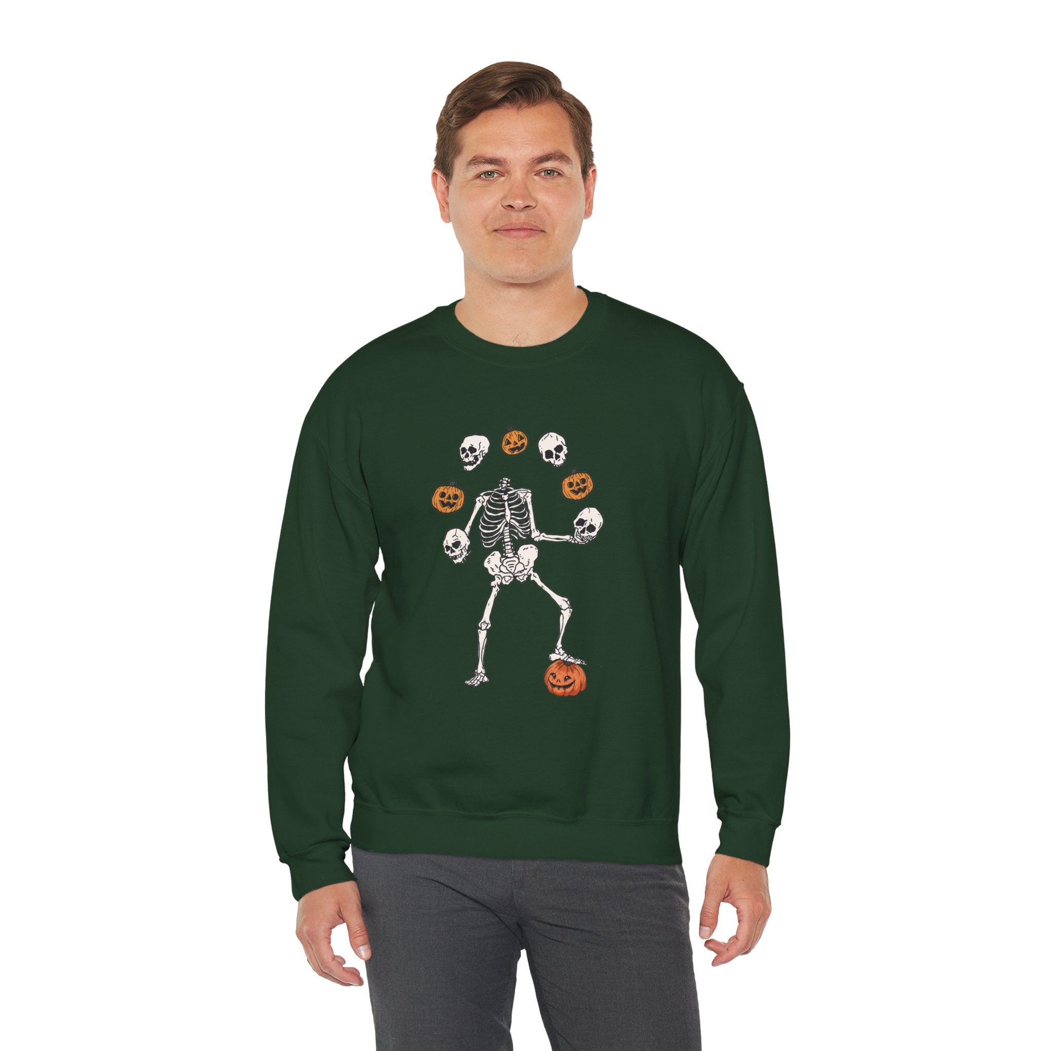 Dancing Skeleton Sweatshirt, Pumpkin Sweater, Pumpkin Skeleton Shirt, Fall Sweatshirt, Halloween Party Sweatshirt, Spooky Season Sweatshirt