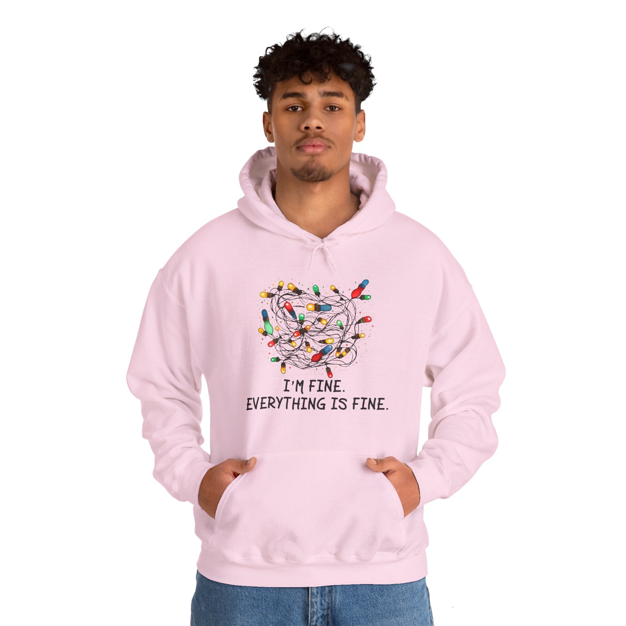 I'm Fine Everything Is Fine Hoodie, Christmas Hooded Sweatshirt, Hoodies Women, Christmas Hoodie Women, Christmas Lights Hoodie