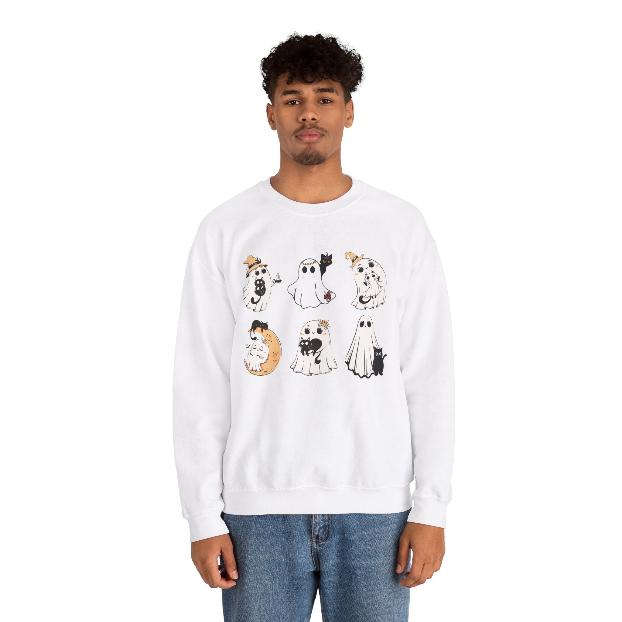 Ghost Cat Sweatshirt, Cat Halloween Shirt, Cat Ghost T-Shirt, Cat Lover Tshirt, Spooky Season Shirt, Halloween Sweater,Trendy Halloween Gift