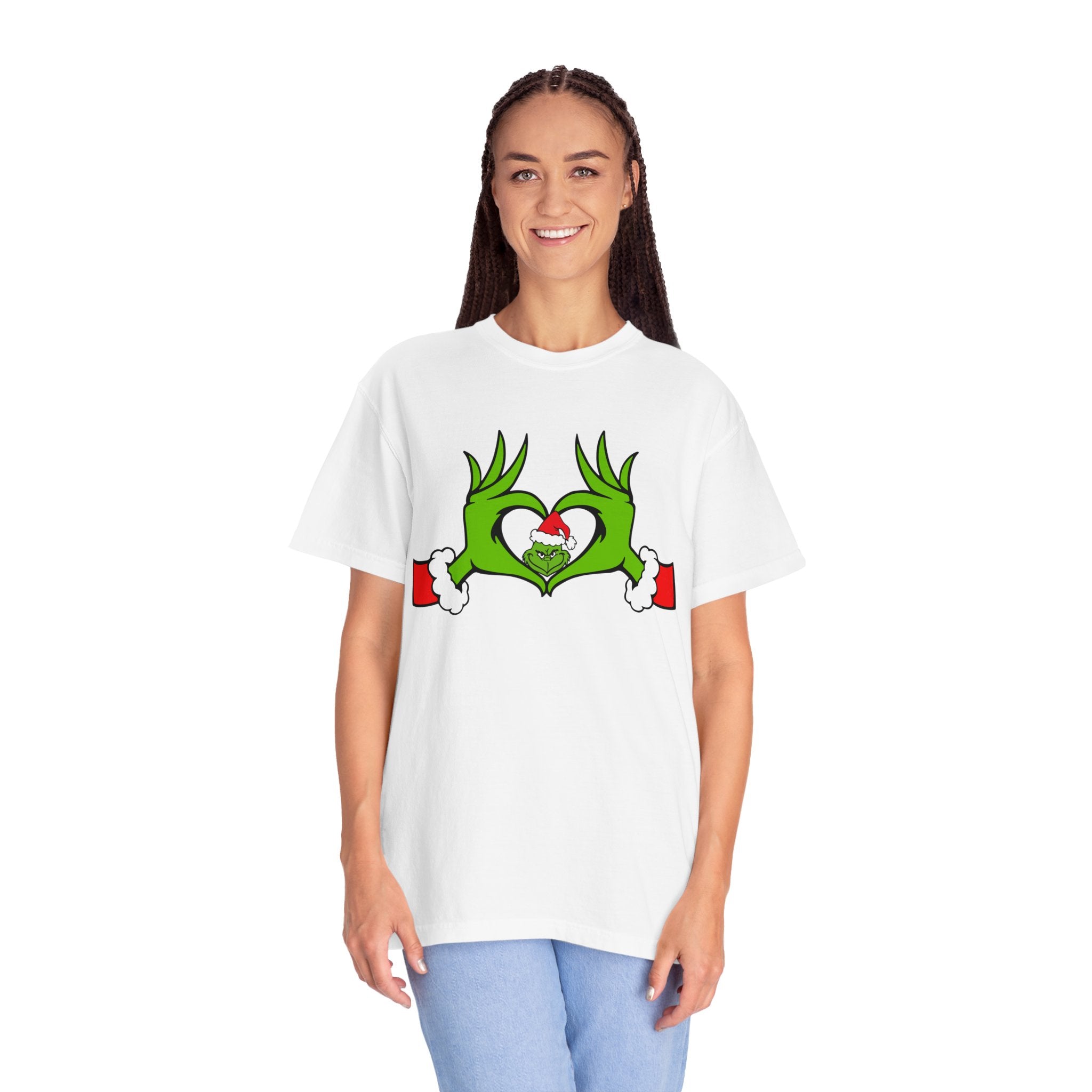 Grinch Heart Hands Graphic Tees, Grinch T-Shirt, Christmas Shirt, Xmas Clothing, Holiday T Shirts, Christmas Gifts, Christmas Party Shirt, Grinchmas T-shirt