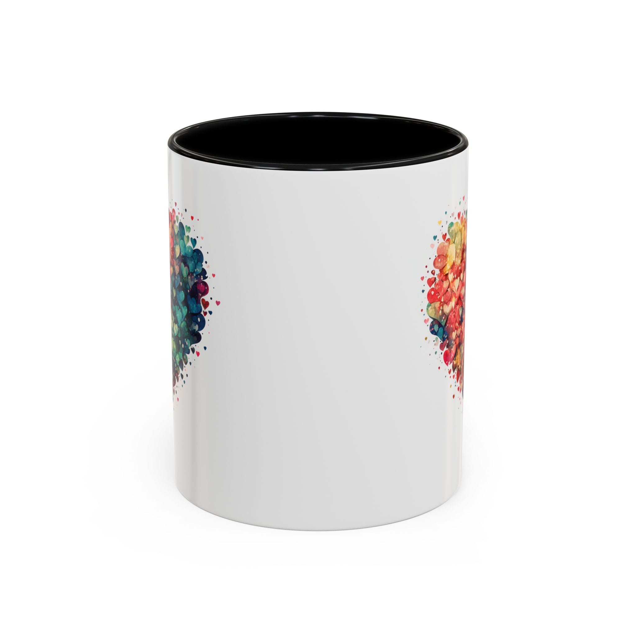 Watercolor Heart Coffee Mug, Heart Mug, Two-Tone Coffee Mugs, 11oz & 15oz Mug, Watercolor Heart Mug