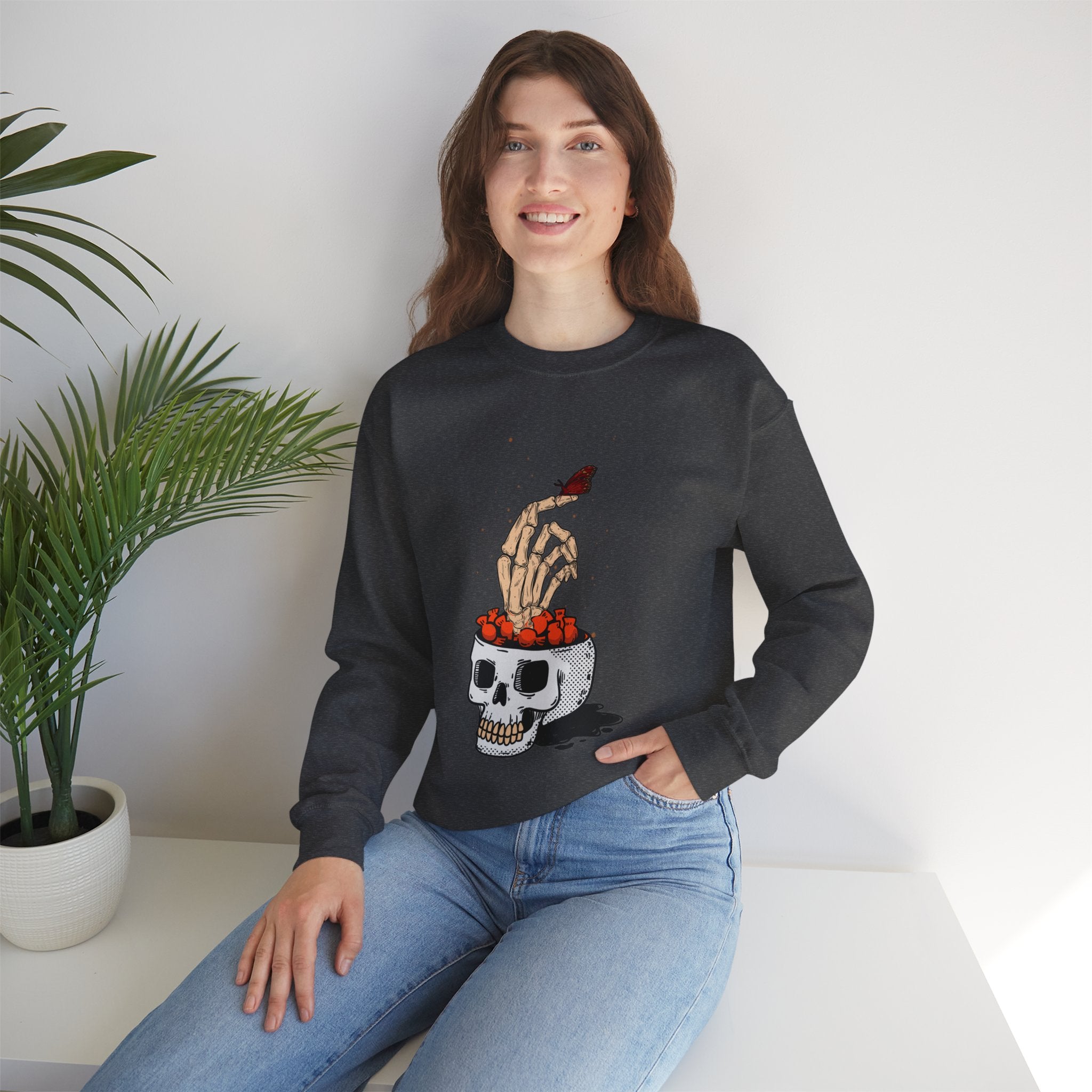 Skull skeleton hand halloween Sweatshirt, Skeleton Hand T-Shirt, Skeleton Shirt, Horror Gift, Skeleton Rock Tee, Rock and Roll Shirt