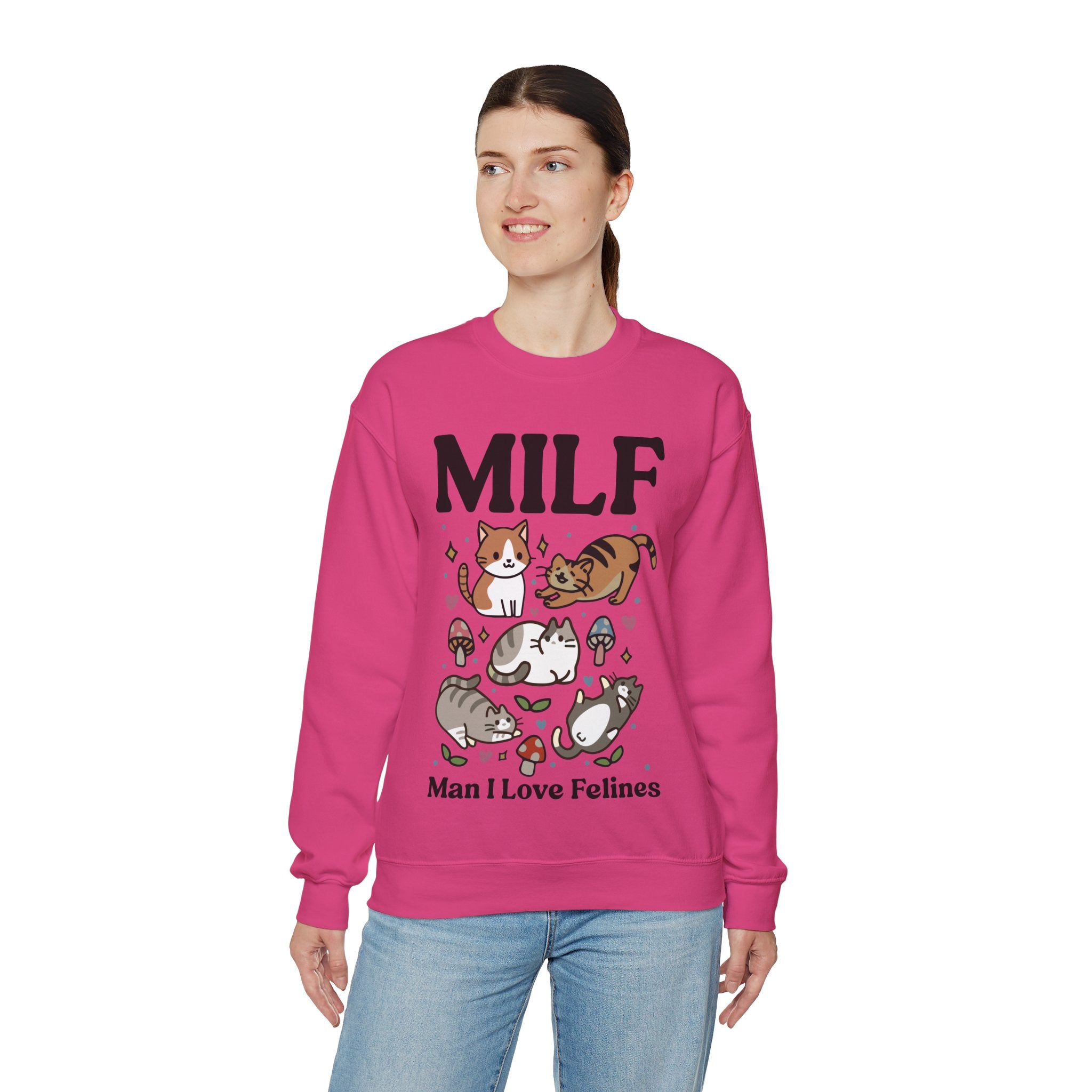 MILF Funny Sweatshirt, Man I Love Felines, Cat Lover Gift, Cat Lover Shirt, Cat Person Gifts, Cat Person Shirt, Mom Shirt Gift, Retro Cat Sweater