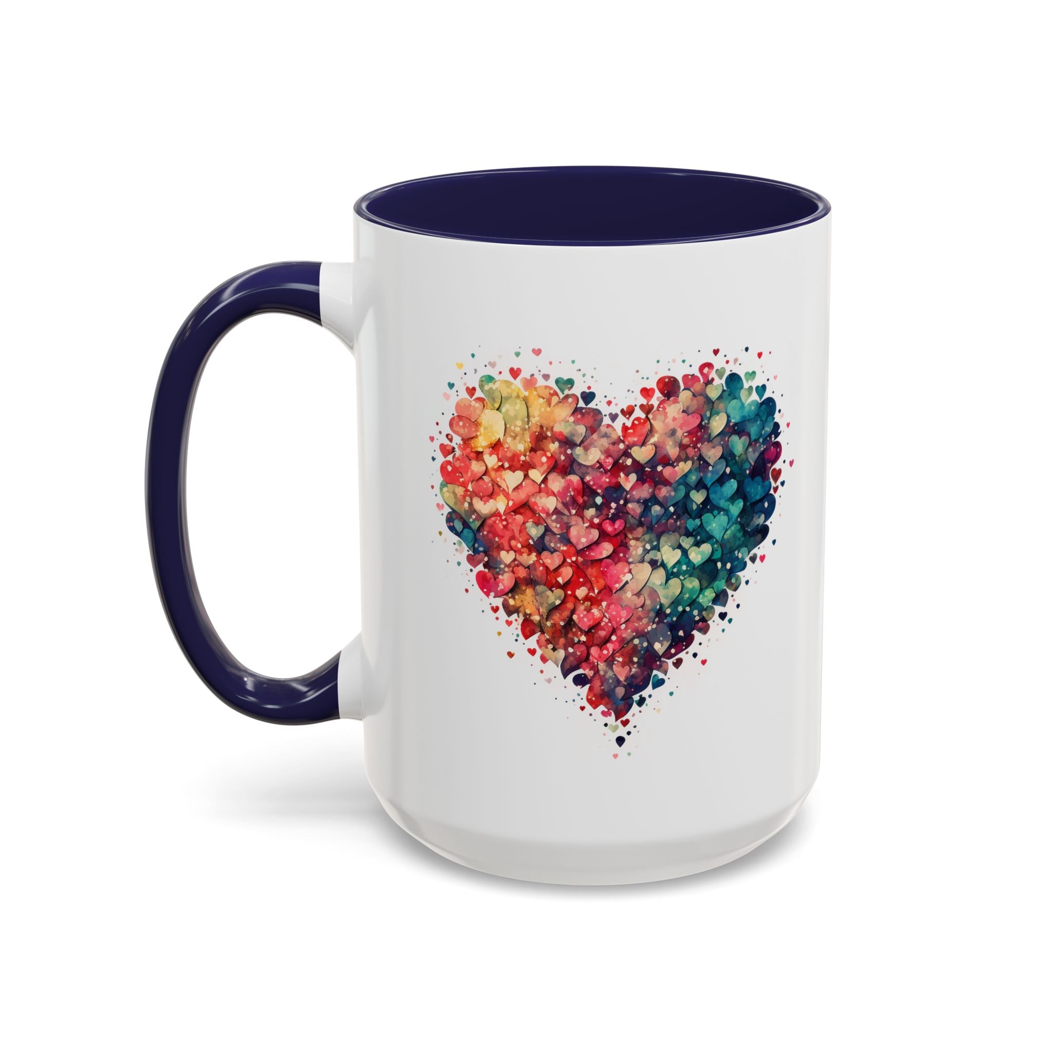 Watercolor Heart Coffee Mug, Heart Mug, Two-Tone Coffee Mugs, 11oz & 15oz Mug, Watercolor Heart Mug