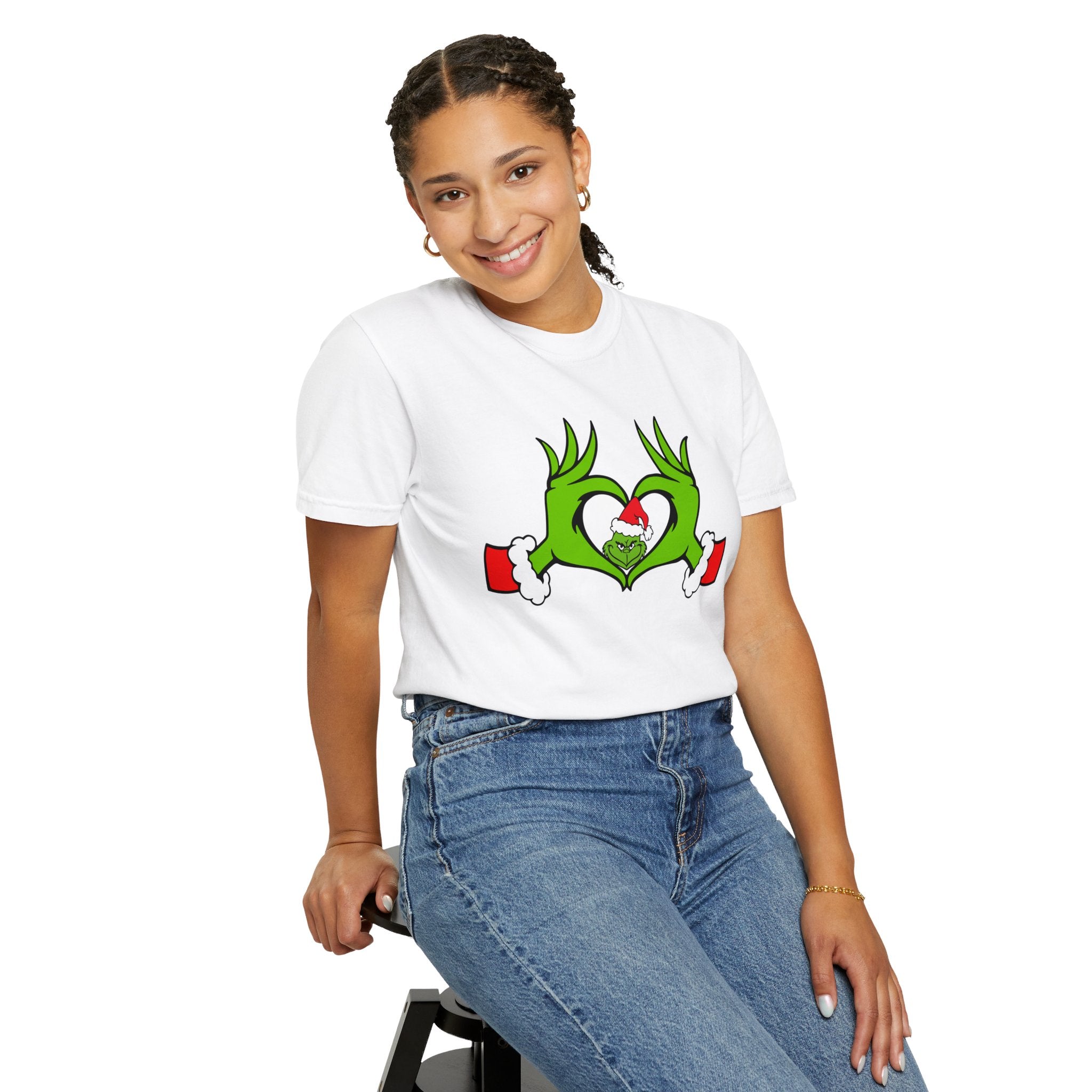 Grinch Heart Hands Graphic Tees, Grinch T-Shirt, Christmas Shirt, Xmas Clothing, Holiday T Shirts, Christmas Gifts, Christmas Party Shirt, Grinchmas T-shirt