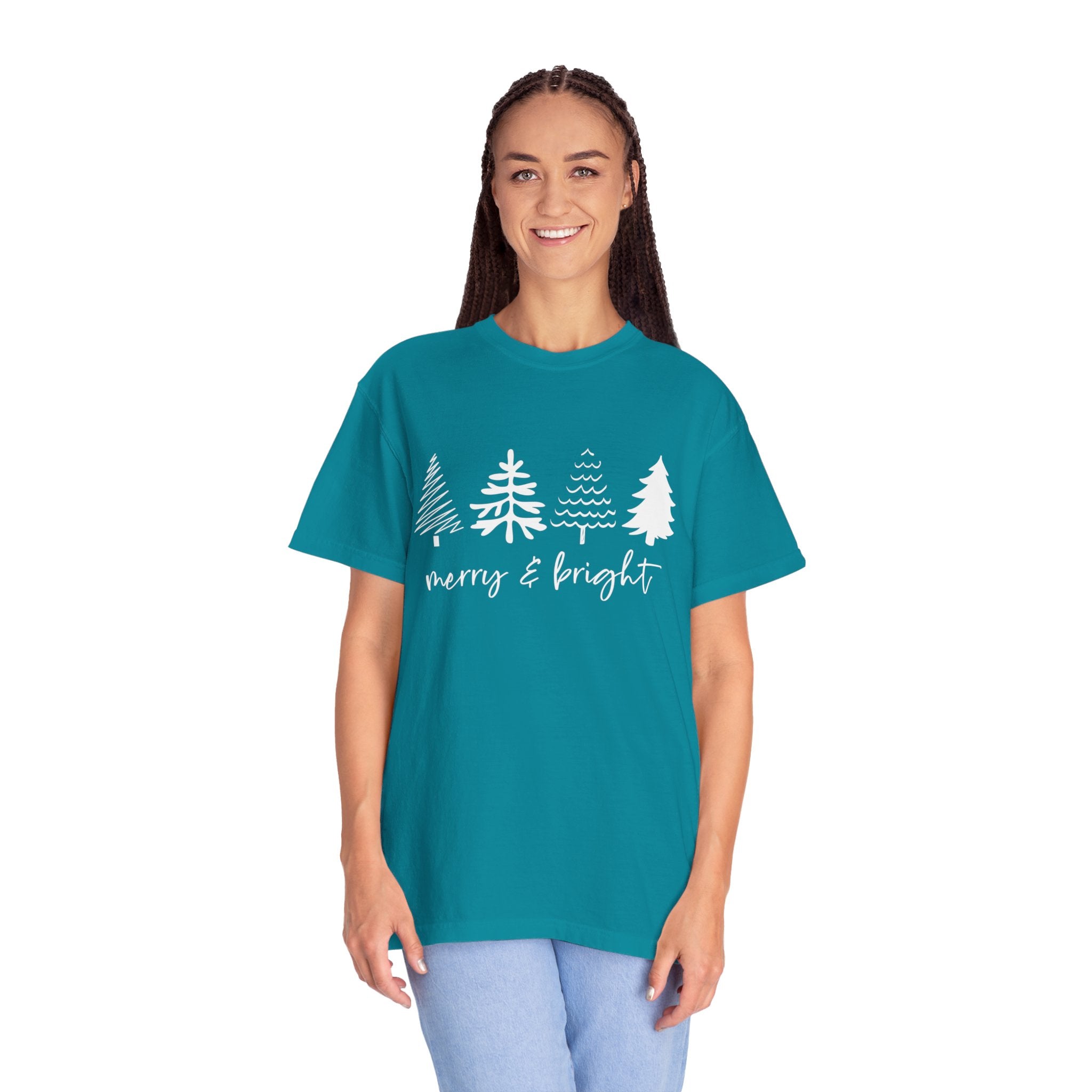 Merry Christmas Tree Shirt, Merry & Bright Christmas Tree Shirt, Womens Christmas Shirt, Cute Christmas Shirt, Holiday Shirt, Pine Tree Shirt