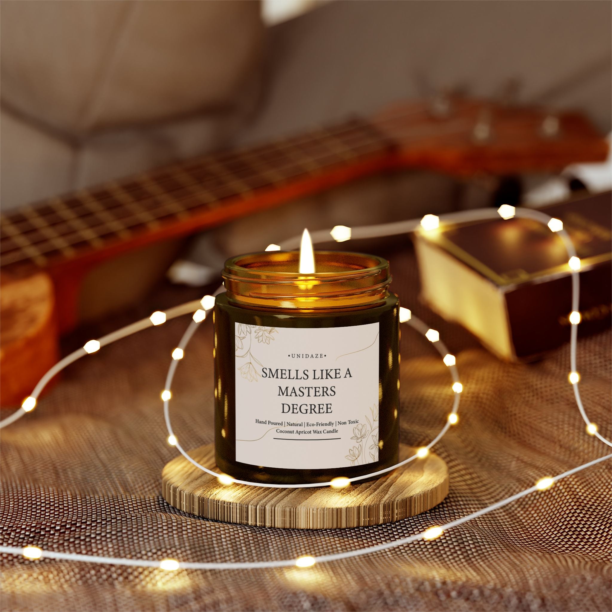 Smells Like A Masters Degree Scented Coconut Candle, Hand Poured 4 oz. 9 oz. Glass Jar, Two Degrees Hotter, Minimal, Graduation Gift, MBA MS MA