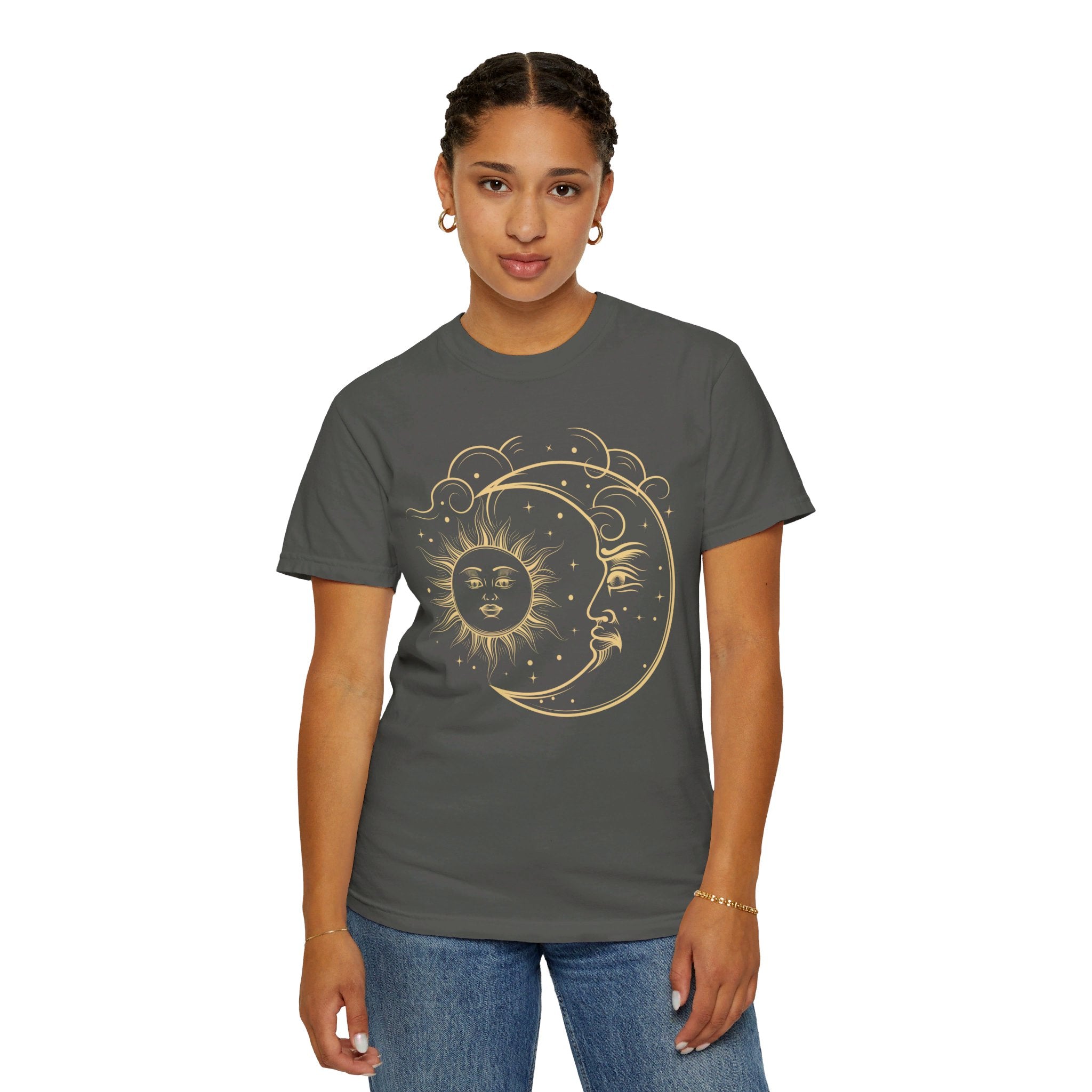 Celestial Sun Moon Shirt, Mystical Sun Moon T shirt, Boho Vintage Feel Celestial Sun Moon Shirt, Moon Phases Gift, Boho Sun Shirt