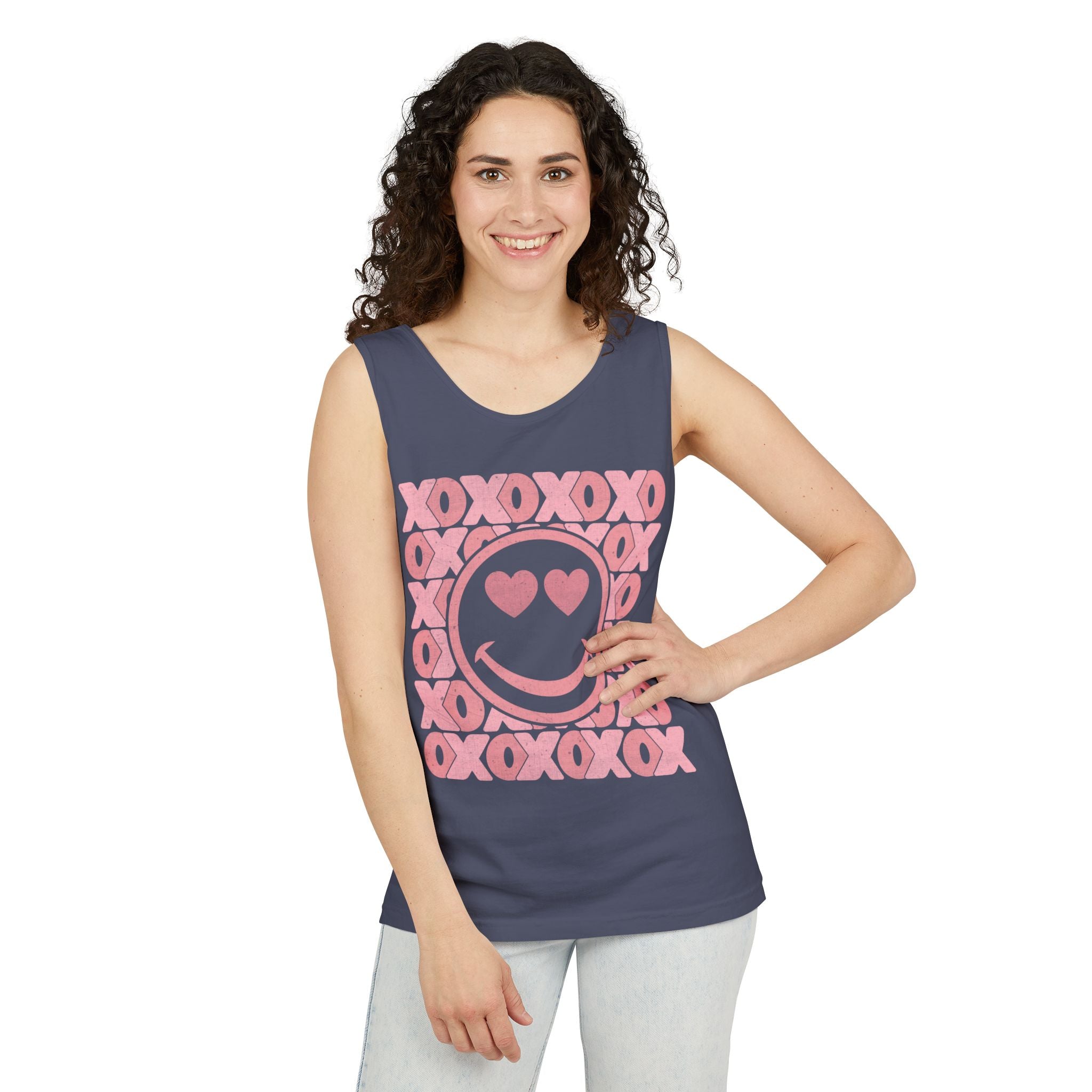 XOXO Smiley Face Tank Top, Valentine Heart Shirt, Love T-Shirt, XOXO Happy Smiley Face Tank Top, Valentines Day Gift, XOXO Heart Tee