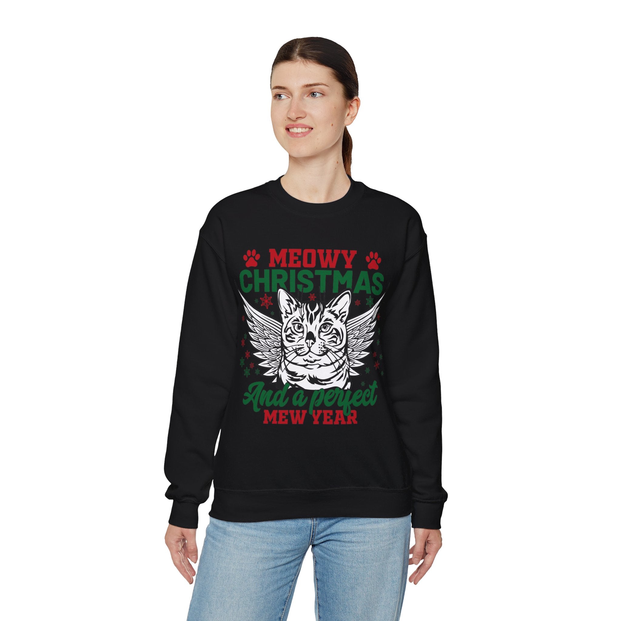 Christmas Cat Sweatshirt, Meowy Christmas Sweatshirt, Trendy Christmas Sweatshirt, Happy New Year, Funny Cat Sweatshirt, Meowy Sweatshirt