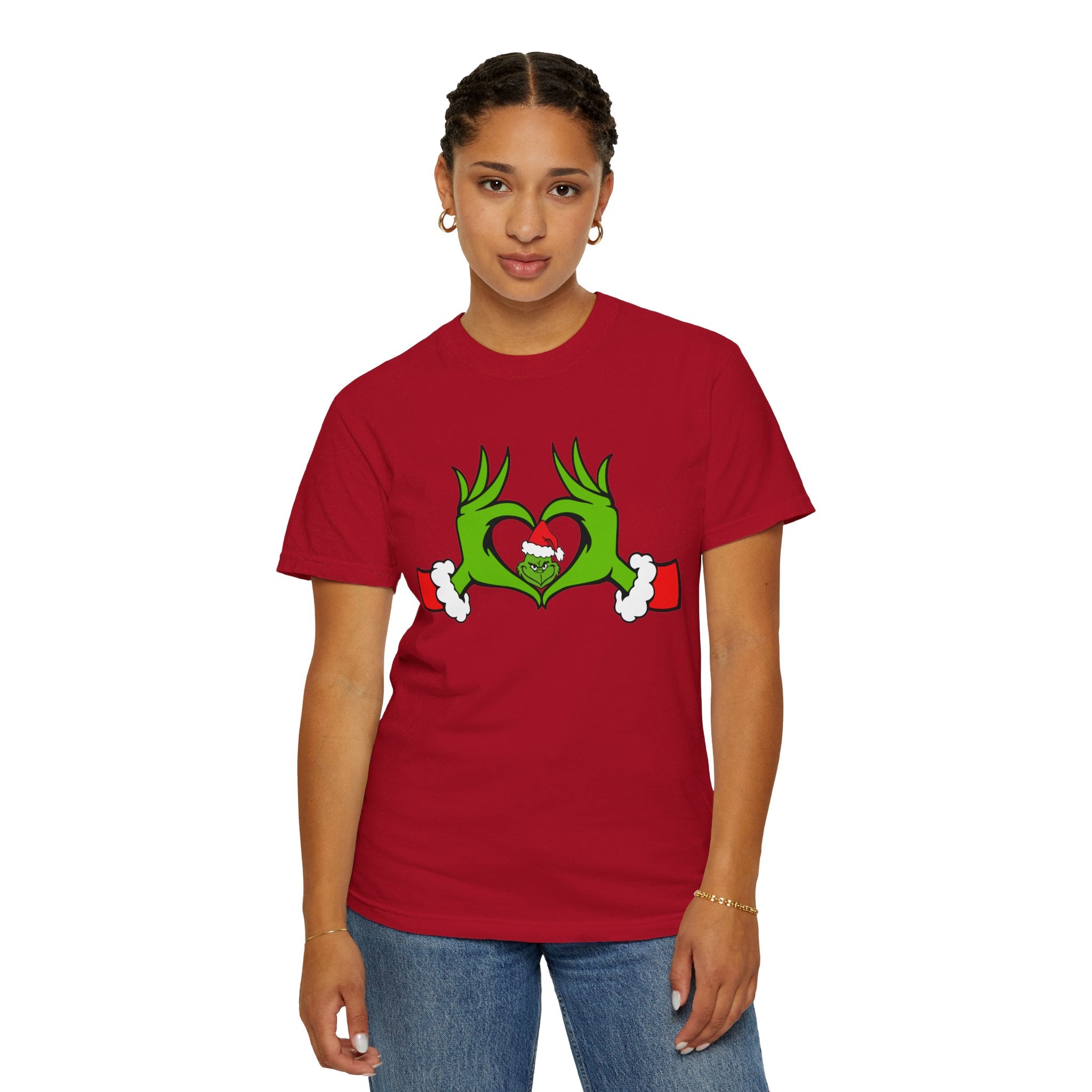 Grinch Heart Hands Graphic Tees, Grinch T-Shirt, Christmas Shirt, Xmas Clothing, Holiday T Shirts, Christmas Gifts, Christmas Party Shirt, Grinchmas T-shirt