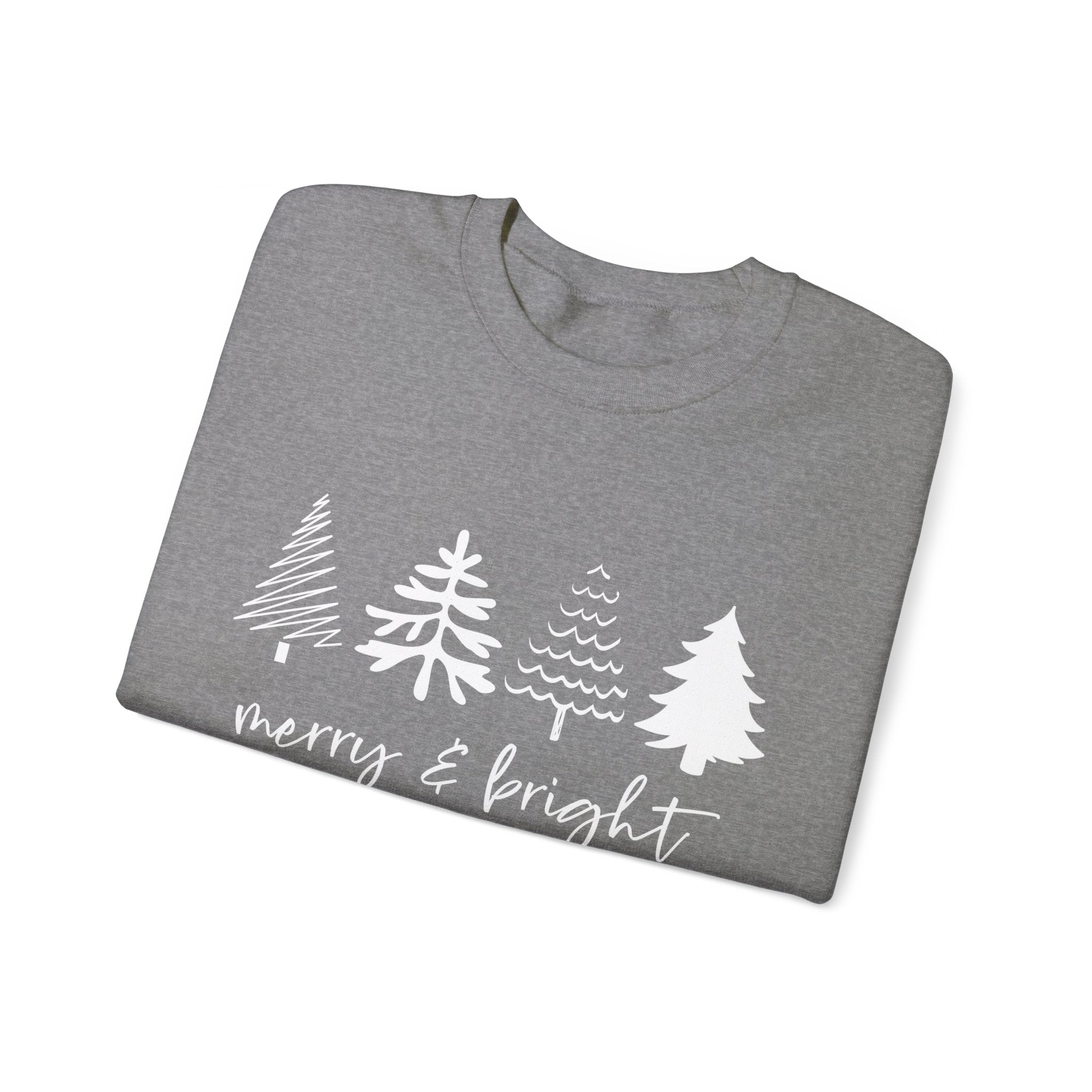 Merry & Bright Christmas Trees Sweatshirt, Merry and Bright Trees, Christmas Sweatshirt, Holiday Sweater, Womens Holiday Sweatshirt, Christmas Shirt, Winter Shirt