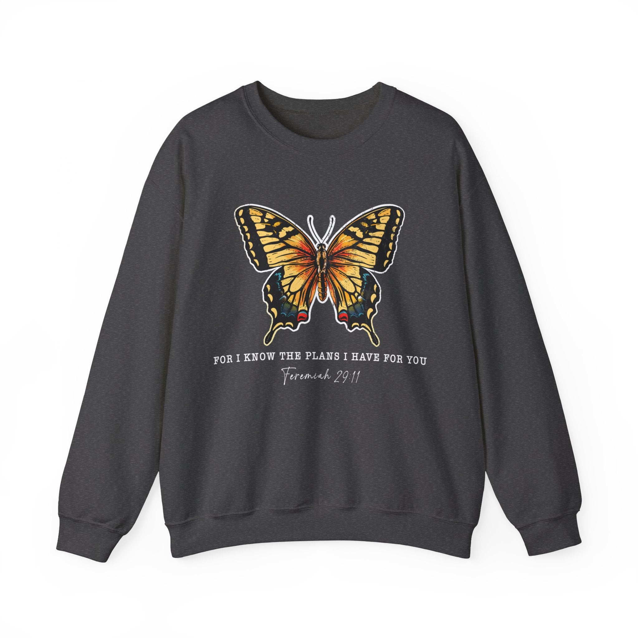 Butterfly Bible Verse Sweatshirt, Religious Shirt, Inspirational Quotes, Christian Shirt, For I Know The Plans I Have For You, Positive Sayings