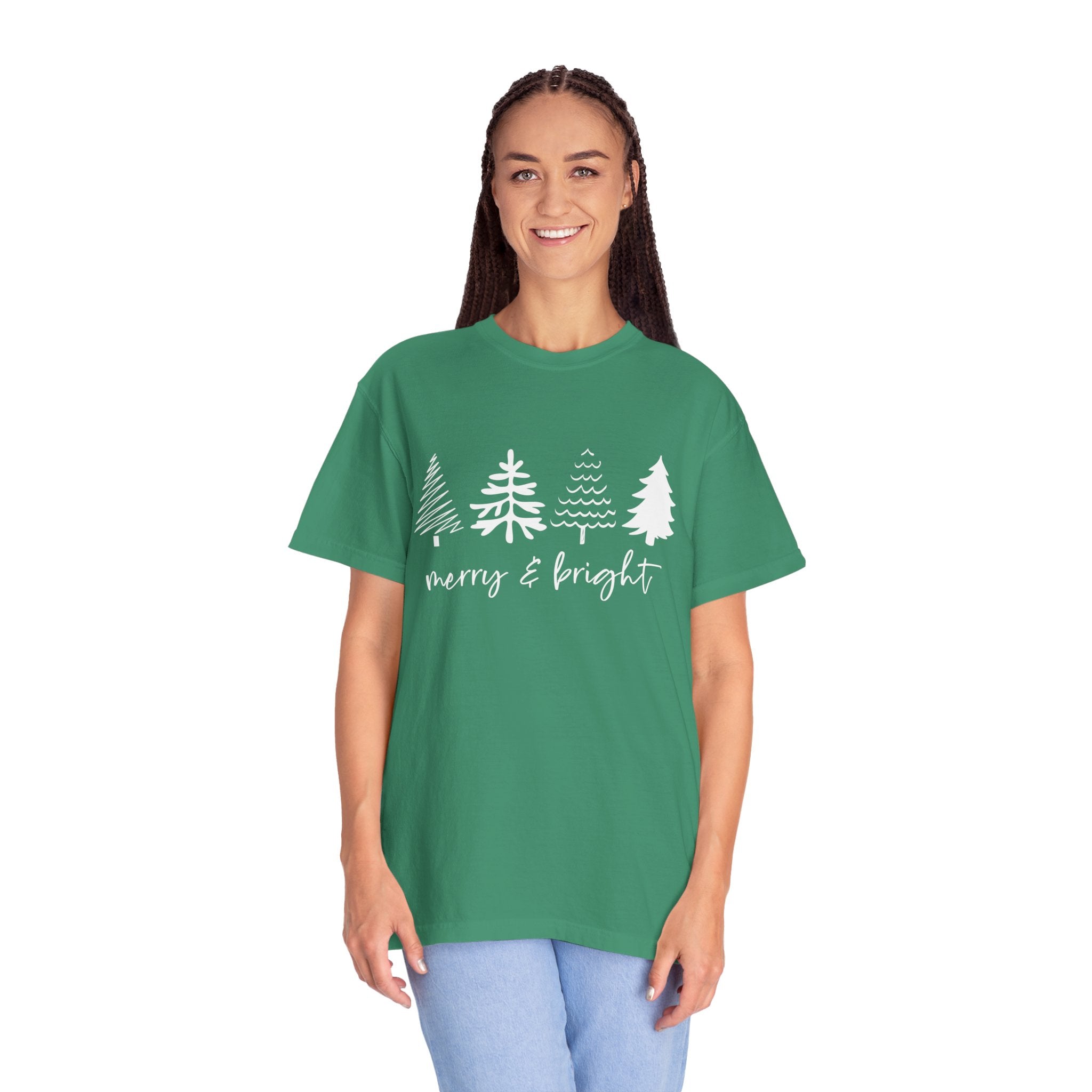 Merry Christmas Tree Shirt, Merry & Bright Christmas Tree Shirt, Womens Christmas Shirt, Cute Christmas Shirt, Holiday Shirt, Pine Tree Shirt