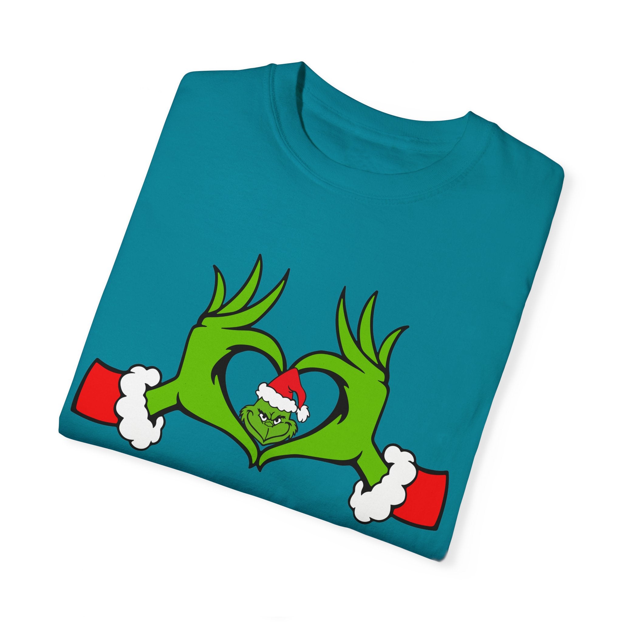 Grinch Heart Hands Graphic Tees, Grinch T-Shirt, Christmas Shirt, Xmas Clothing, Holiday T Shirts, Christmas Gifts, Christmas Party Shirt, Grinchmas T-shirt