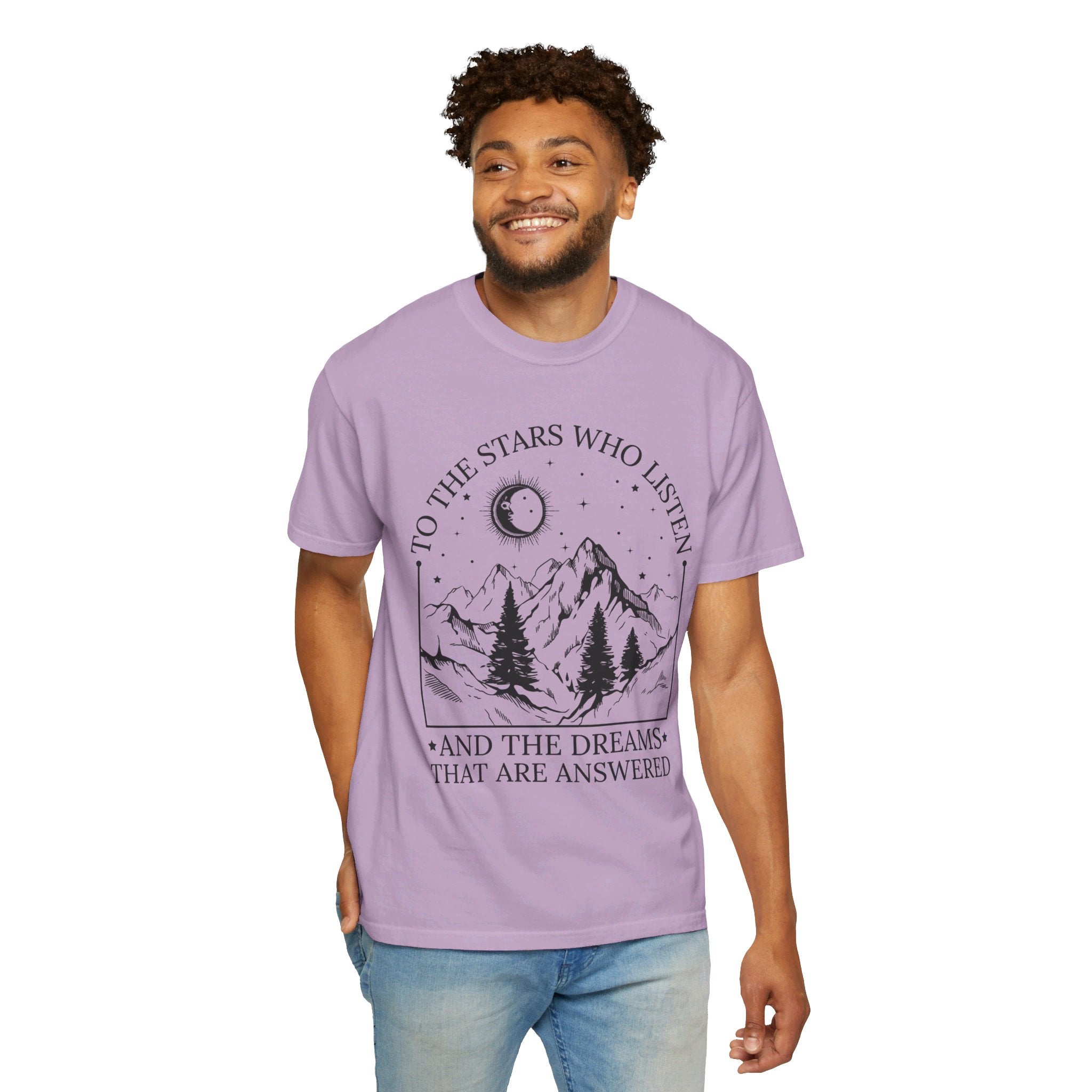 To The Stars Who Listen and the Dreams that are Answered T Shirt, City of Starlight Shirt, Night Court Shirt, Mountain and Stars Tee