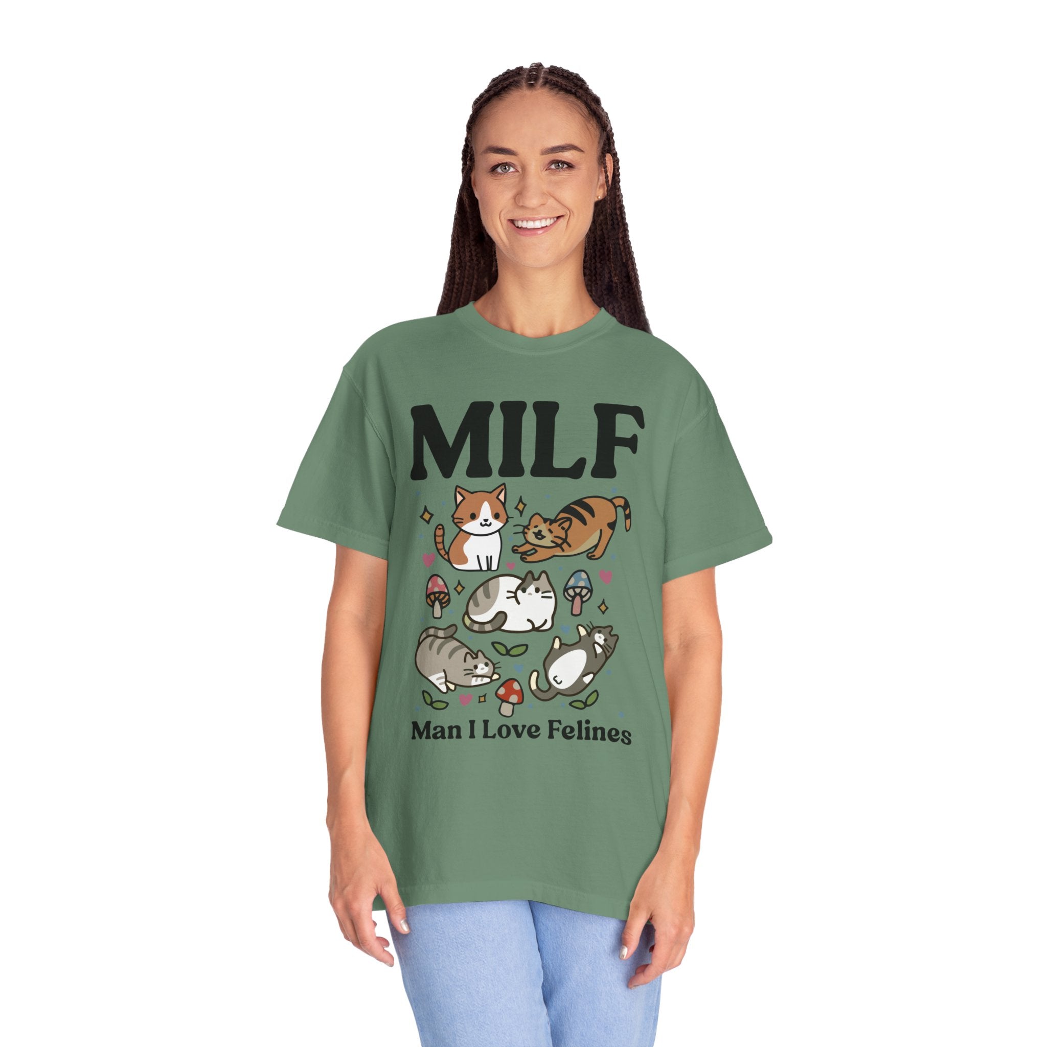 Retro Feline Tshirt, Funny MILF Cat Shirt, Cottagecore kitty Tee, UNISEX T-shirt, Man I love Felines Shirt, Girlfriend gift