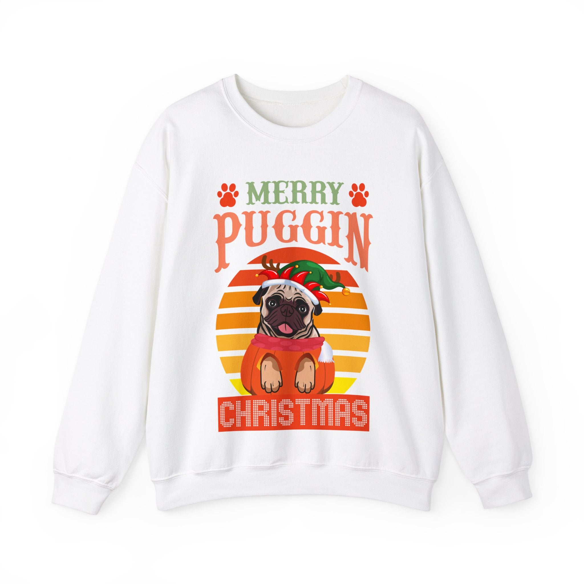 Pug Christmas Sweatshirt, Dog Lover Gift, Holiday Sweaters, Christmas Pugs Shirt, Pug In Santa Hat, Dog Mom Shirt, Santa Pug Shirt