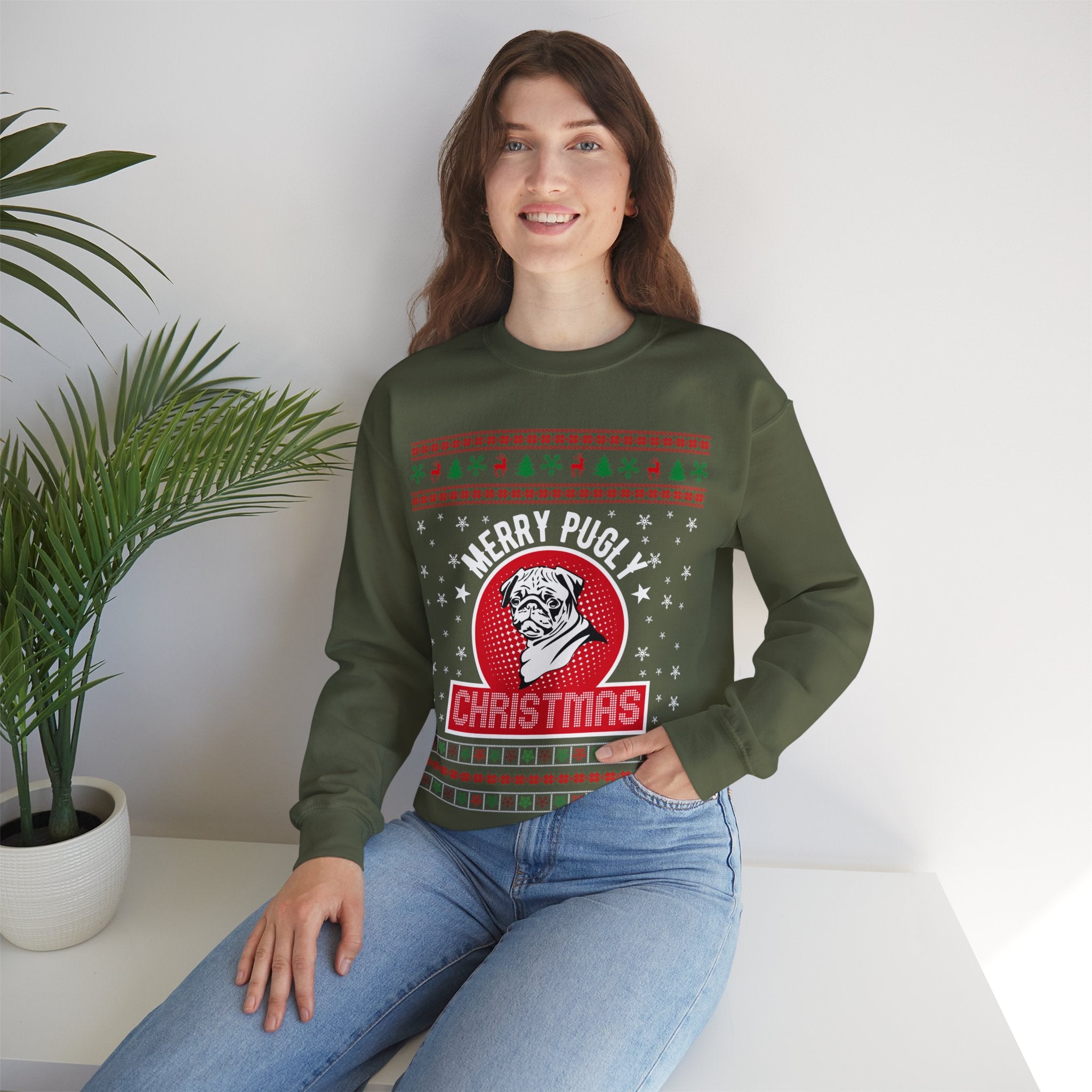 Ugly Pug Christmas Sweatshirt, Pug Christmas Sweater, Xmas Gift For Dog Mom, Pug Lover Jumper