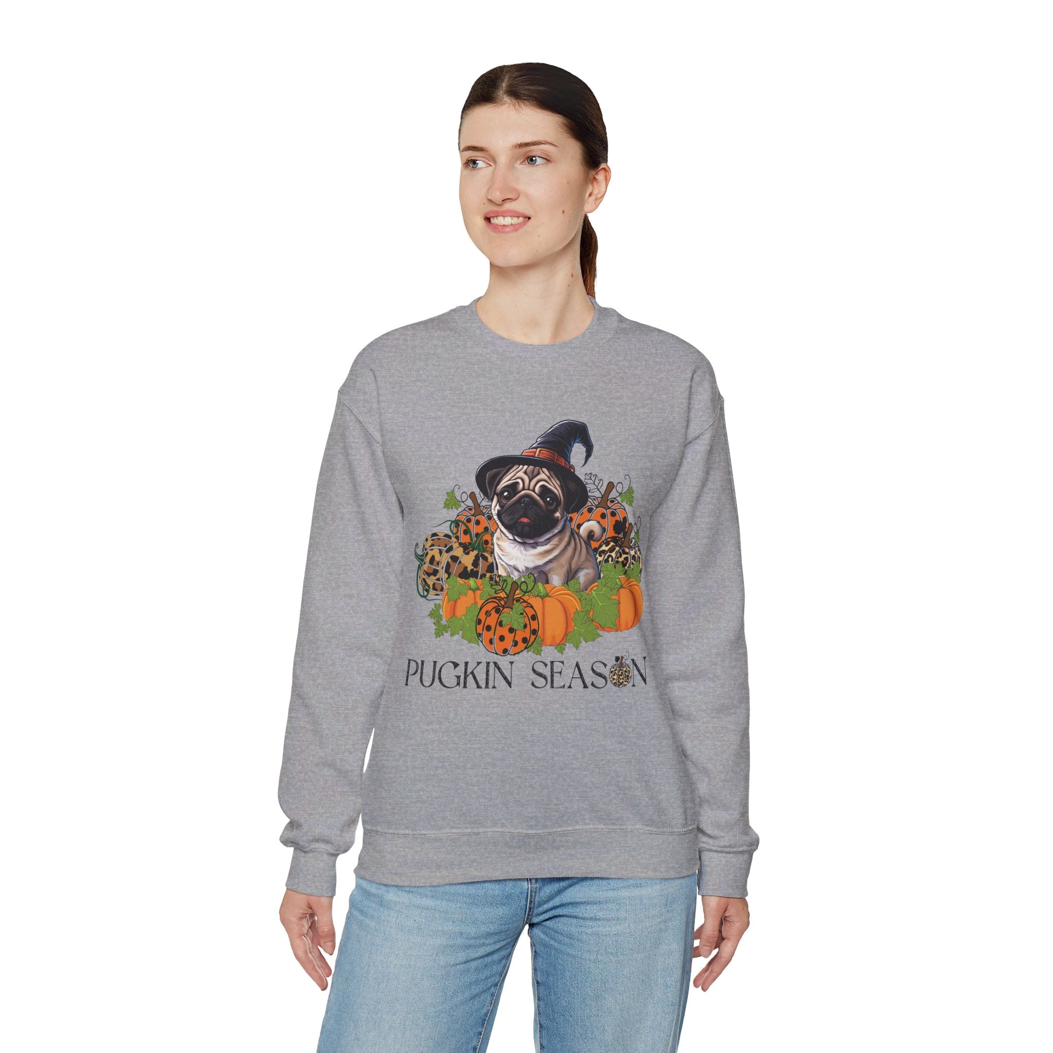 Fall Pug Sweatshirt, Pugkin Season Shirt, Leopard Print Pumpkin T-shirt, Cute Dog Lover Graphic Tee, Halloween Party Gift Tshirt