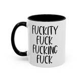 Fuckity Fuck Mug, Sarcastic Coffee Mug, Funny Birthday Gift, Large Coffee Mug, Double Sided Minimalist Mug, Gag Gifts for Men, Snarky Mugs