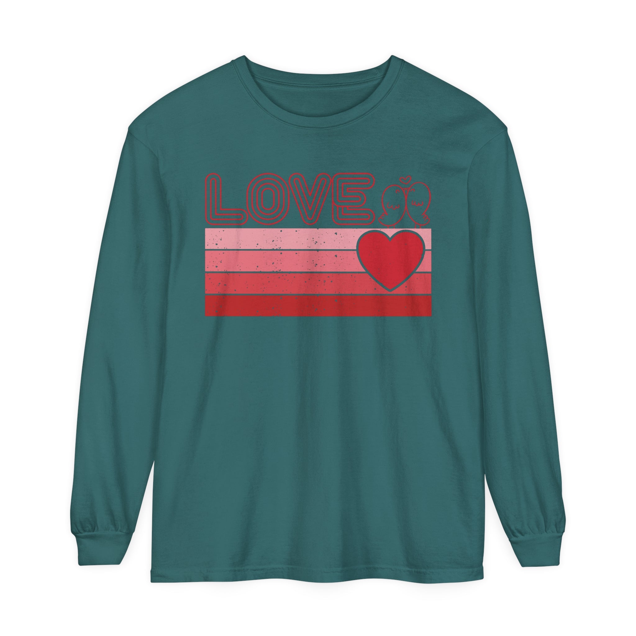 Retro Love Valentines Day Long Sleeve T-Shirt, Valentines Day Shirts For Woman, Heart Shirt, Cute Valentine Shirt, Valentines Day Gift, Valentines Gift