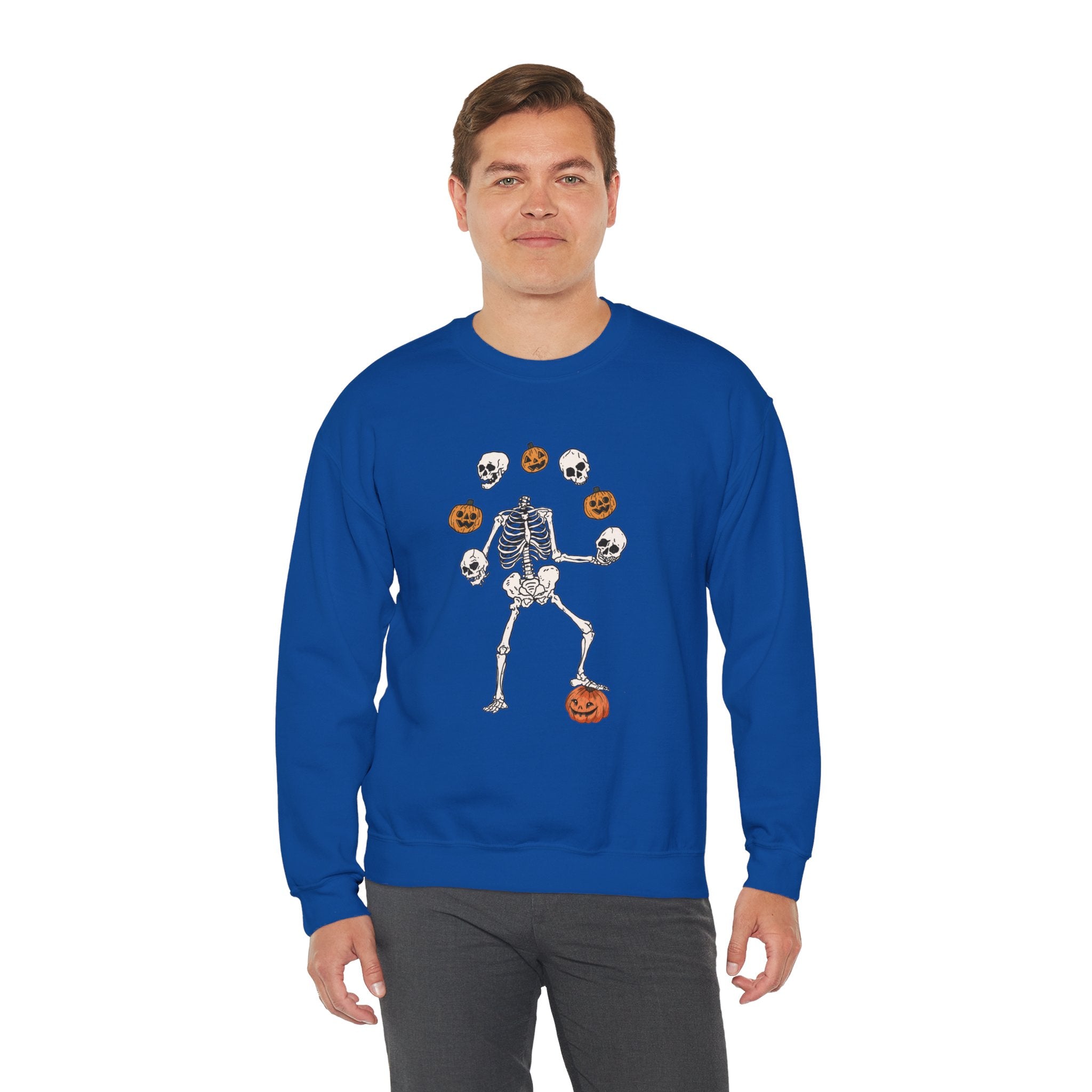 Dancing Skeleton Sweatshirt, Pumpkin Sweater, Pumpkin Skeleton Shirt, Fall Sweatshirt, Halloween Party Sweatshirt, Spooky Season Sweatshirt