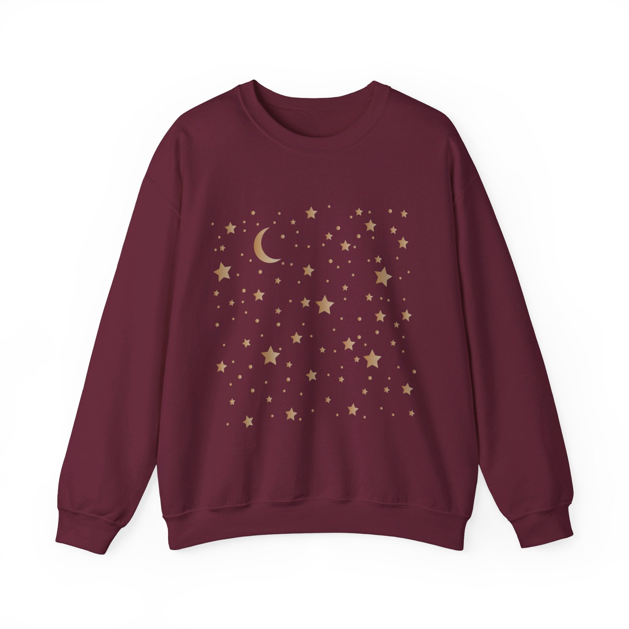 Unisex Moon And Starts Celestial Sweatshirt, Boho Moon And Stars Shirt, Gold Stars Shirt, Mystical Moon And Stars Shirt, Astronomy Shirt