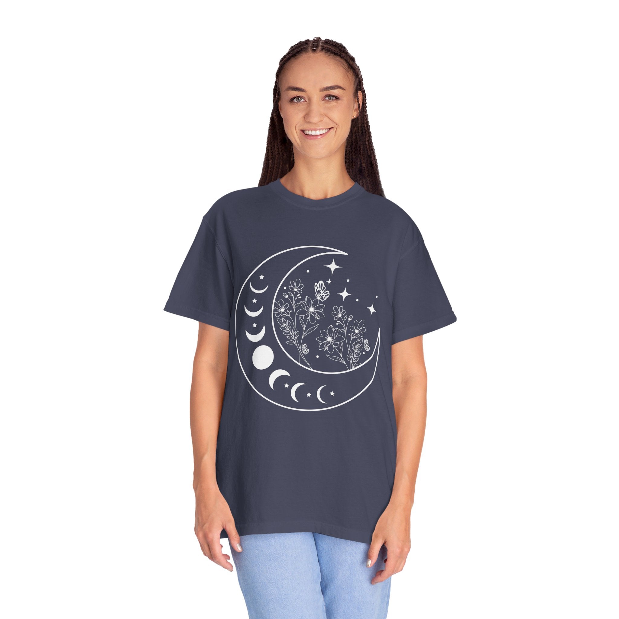 Celestial Moon Shirt, Floral Moon Shirt, Mystical Moon Phase Shirt, Astrology Shirt, Boho Moon Phase T-shirt, Trendy Shirts