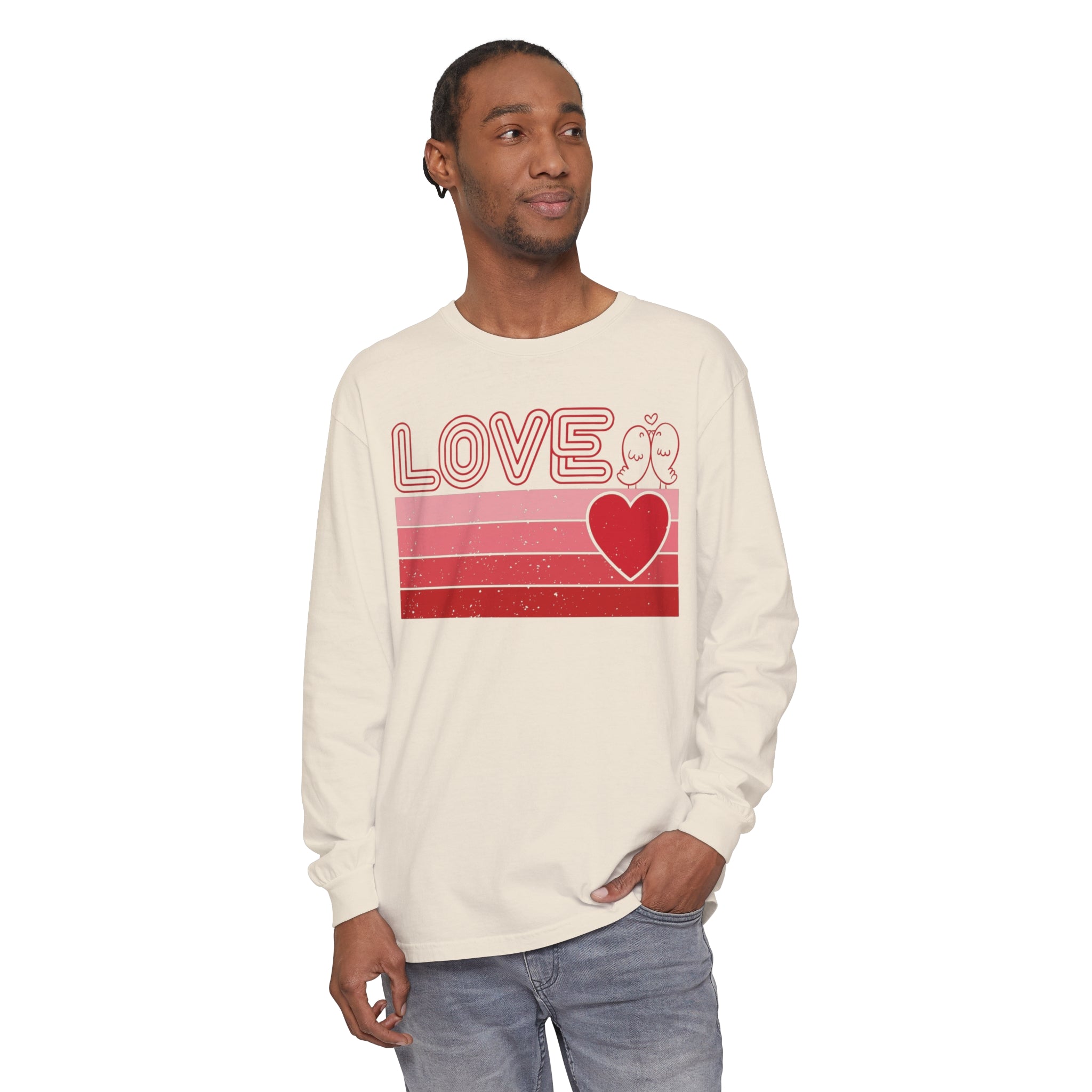 Retro Love Valentines Day Long Sleeve T-Shirt, Valentines Day Shirts For Woman, Heart Shirt, Cute Valentine Shirt, Valentines Day Gift, Valentines Gift