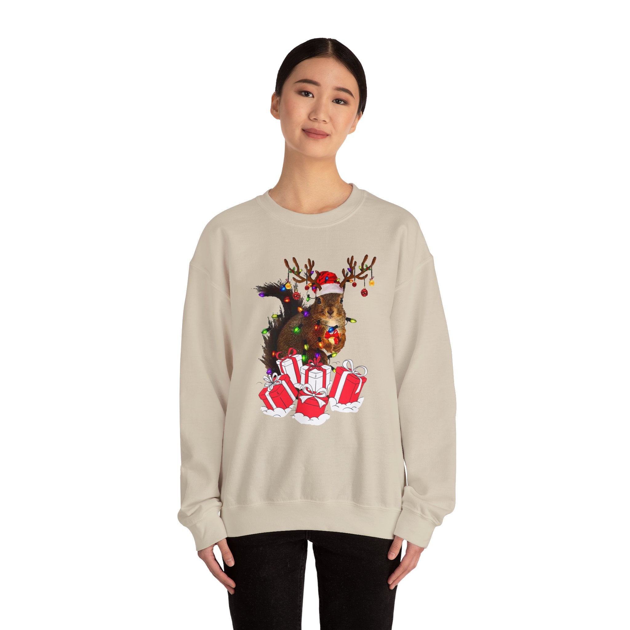 Christmas Squirrel Lights Sweatshirt, Christmas Sweatshirt, Funny Christmas Sweat, Christmas Gift Sweater, Holiday Crewneck